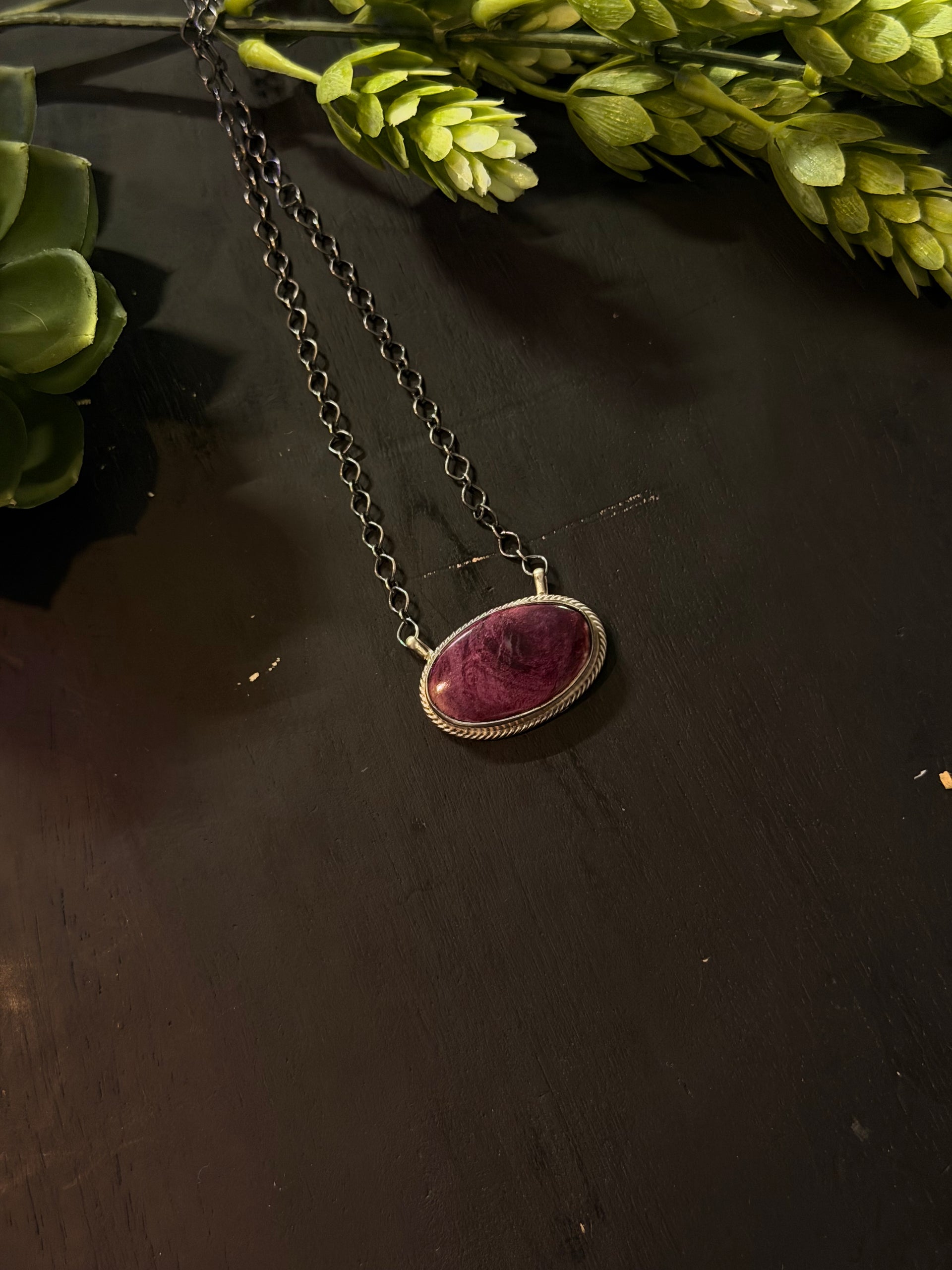 Antionette Martinez Purple Spiny Oyster & Sterling Silver Necklace