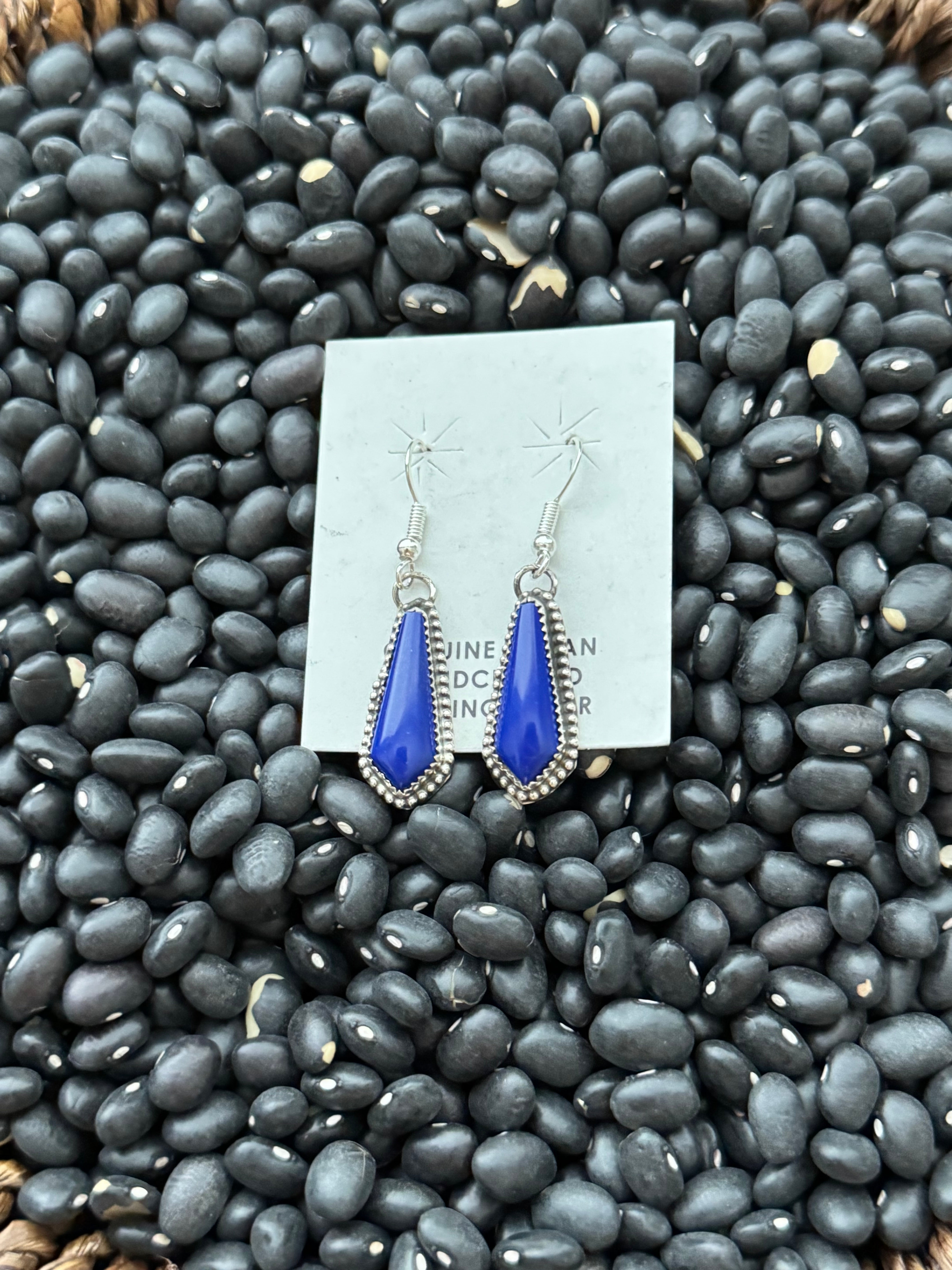 Navajo Made Lapis & Sterling Silver Dangle Earrings