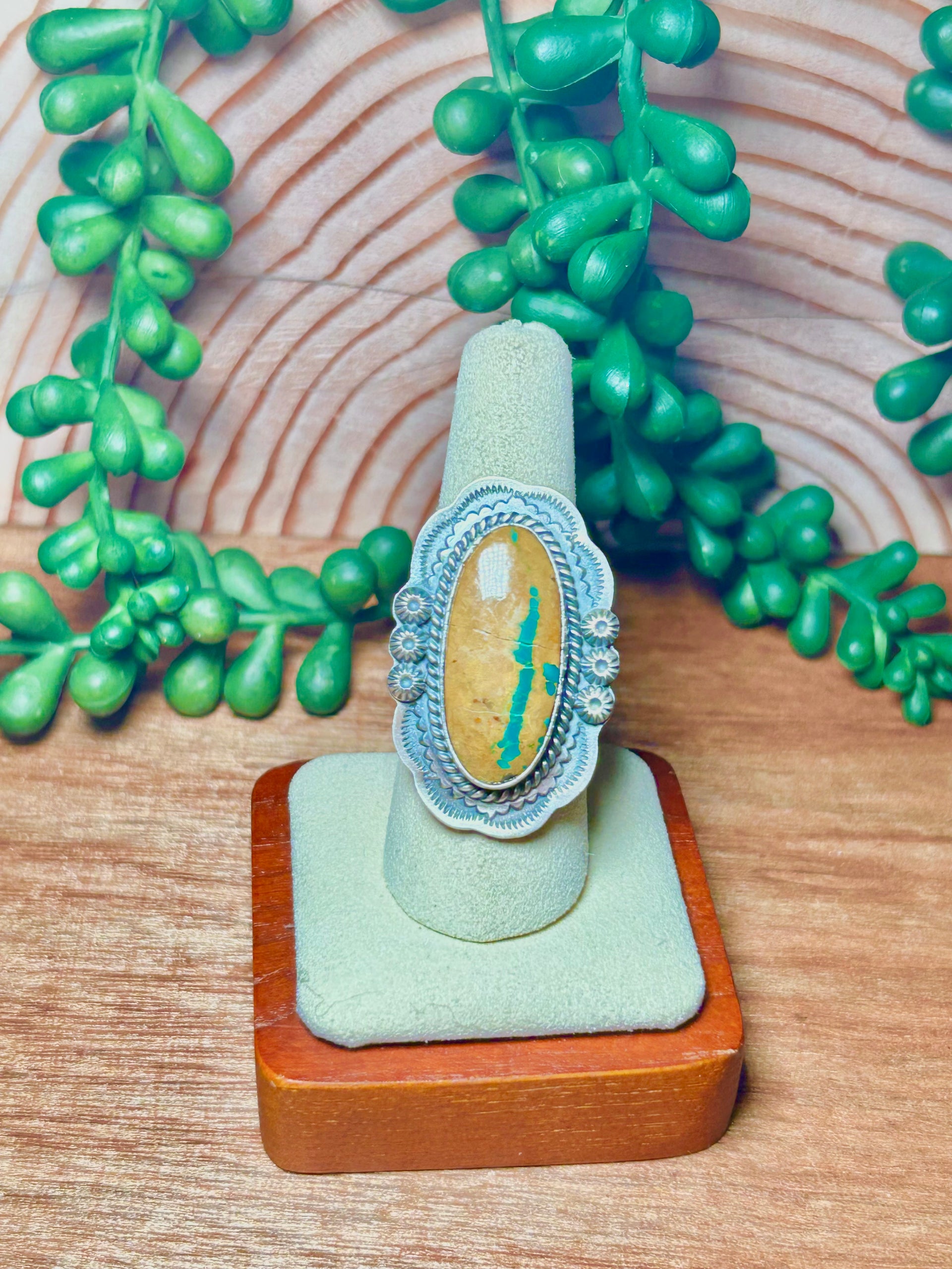 Navajo Made Bonlder Turquoise & Sterling Silver Adjustable Ring
