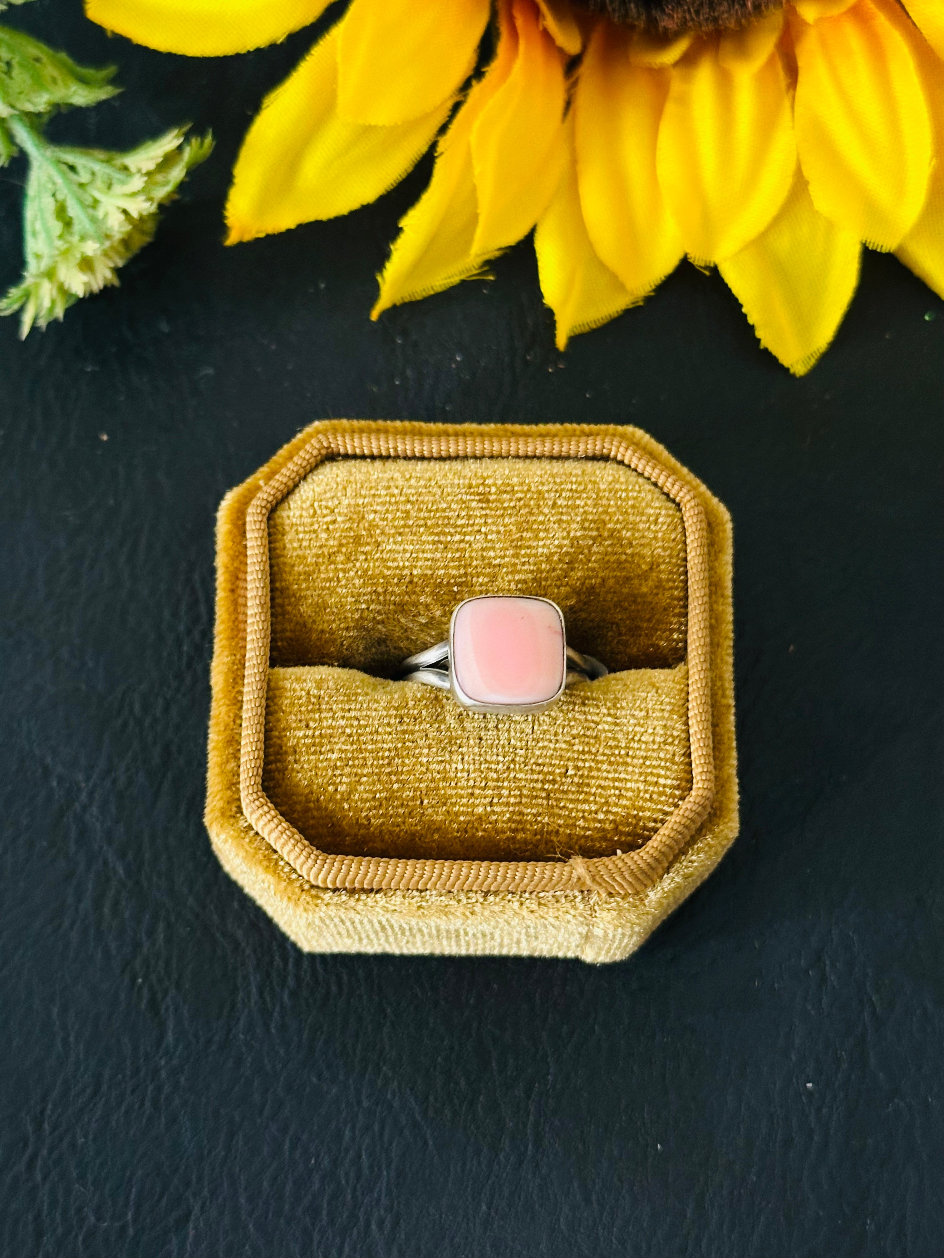 Navajo Made Pink Conch & Sterling Silver Ring