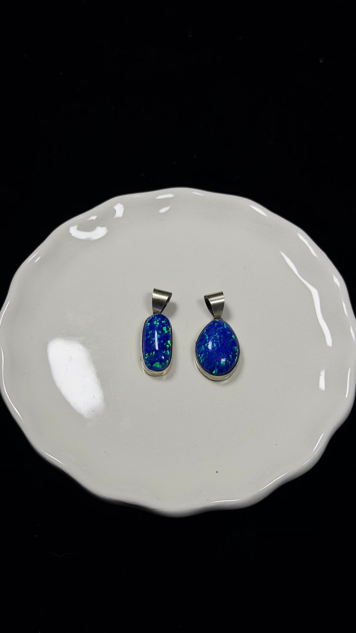 Navajo Made Blue Opal (Man Made) & Sterling Silver Pendant