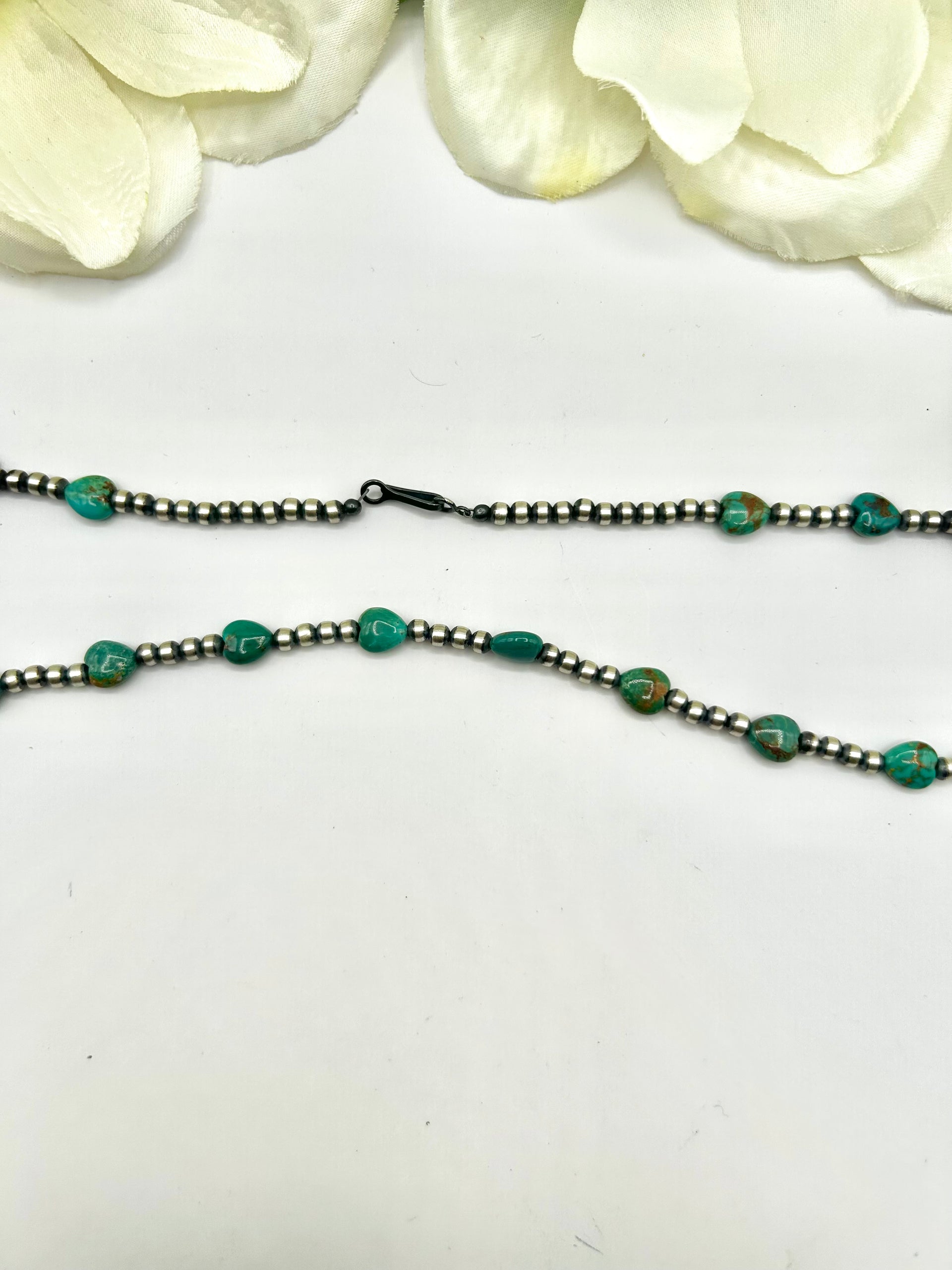 Navajo Made Strung 4 MM Kingman Turquoise & Sterling Silver Necklace