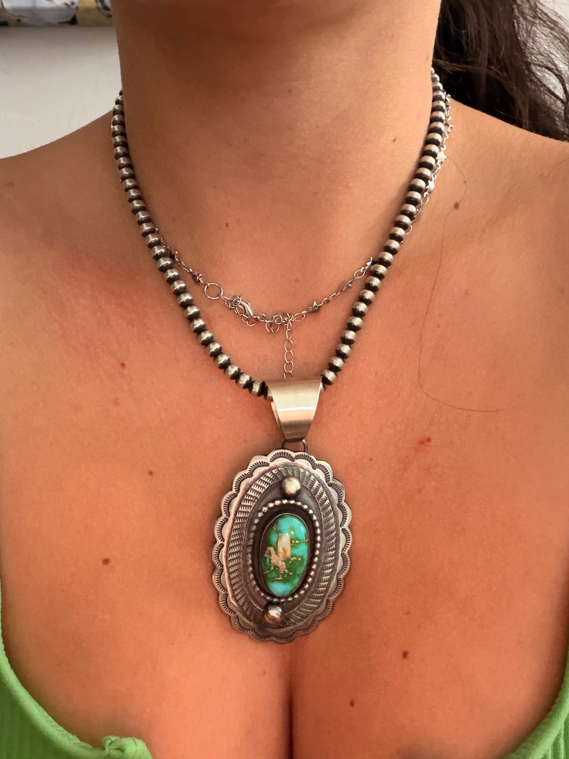 Chimney Butte Sonoran Mountain Turquoise & Sterling Silver Concho Pendant