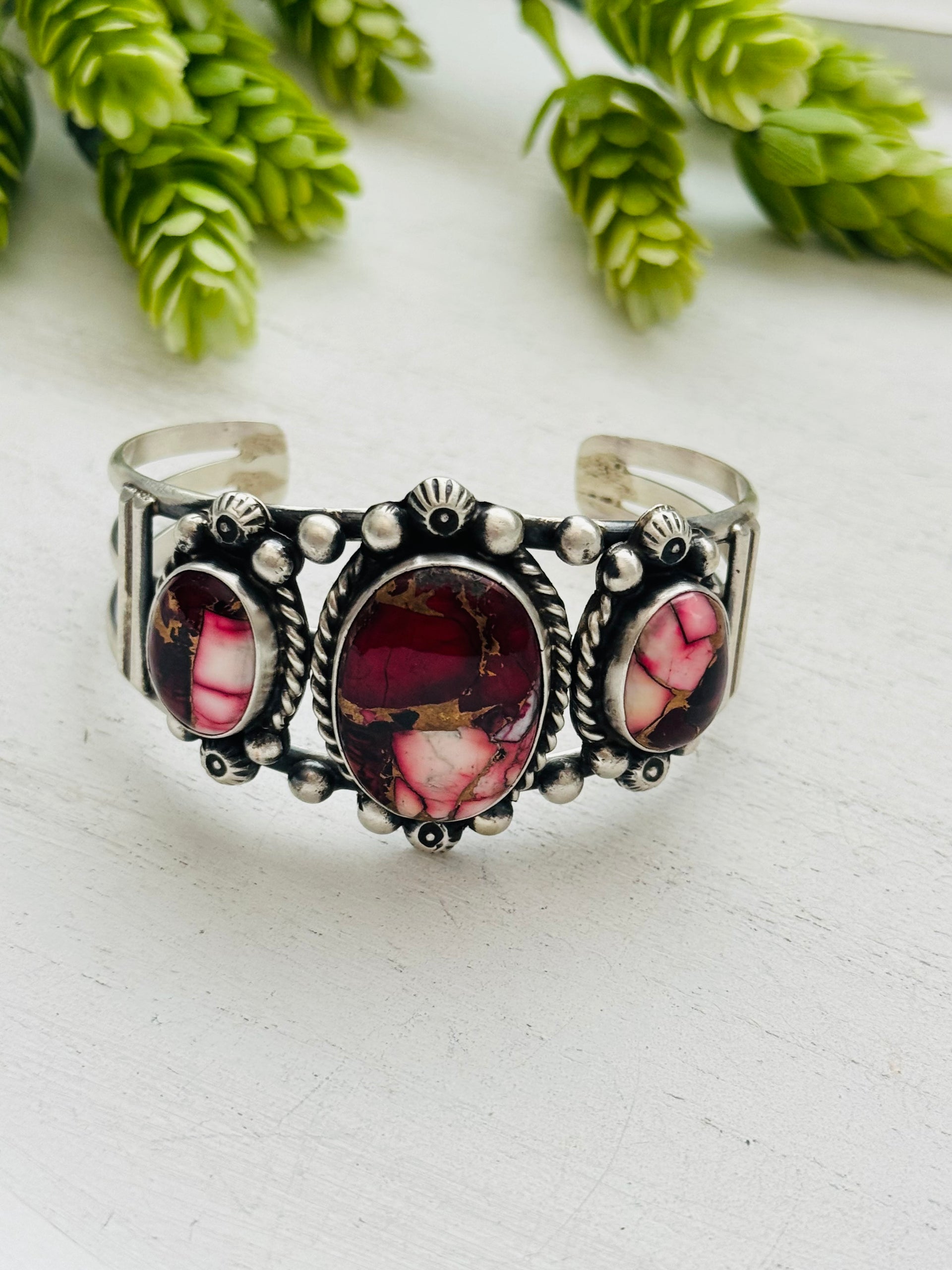 Augustine Largo Rose Dahlia & Sterling Silver Cuff Bracelet