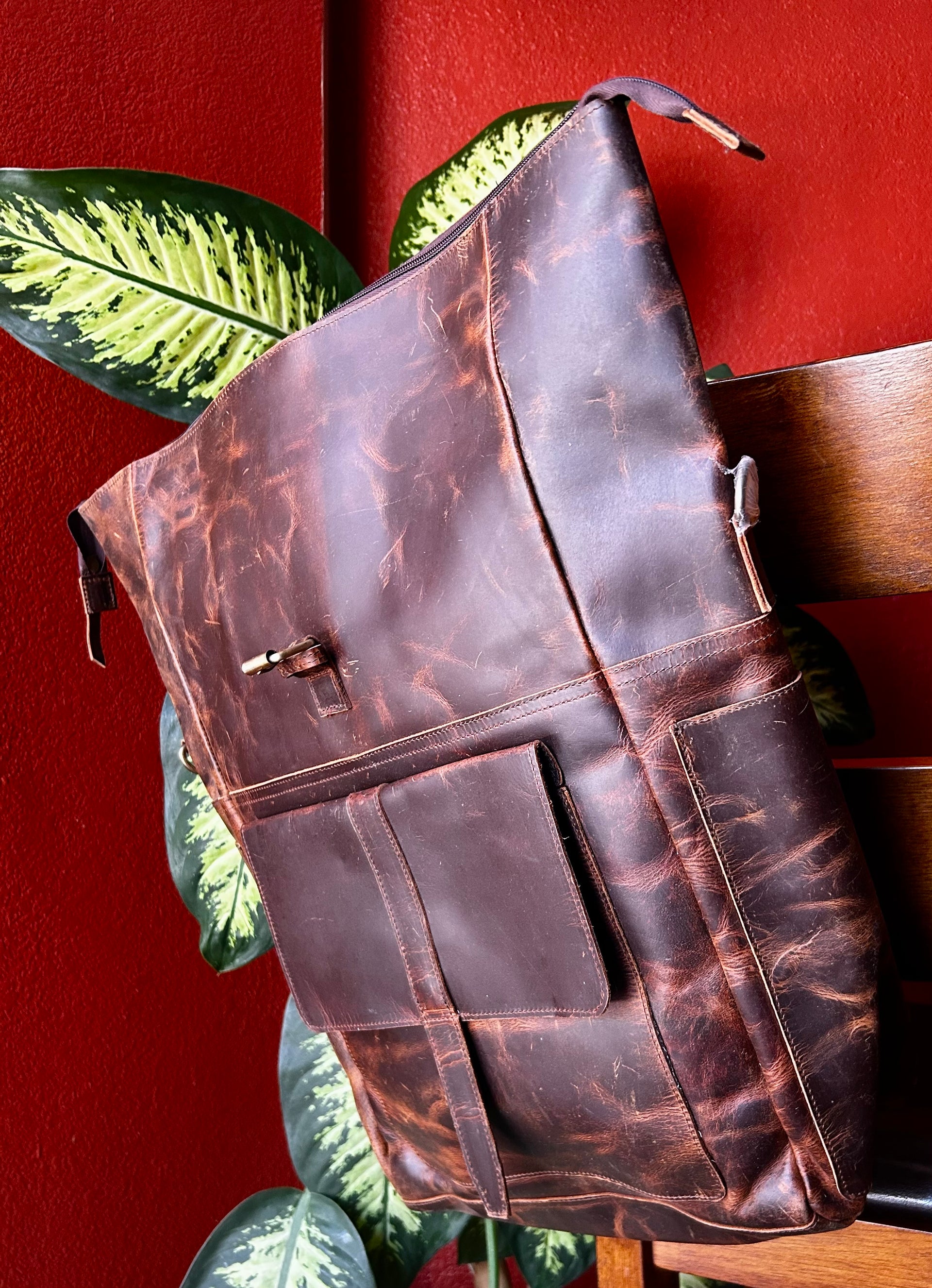 Genuine Leather Back Pack/Diaper Bag