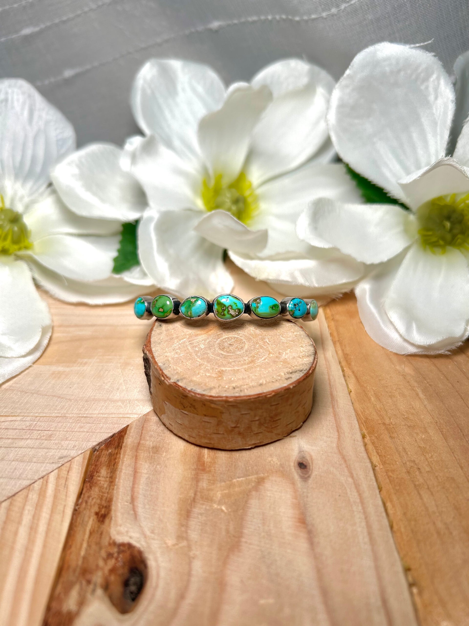 Navajo Made Sonoran Mountain  Turquoise & Sterling Silver Cuff Bracelet