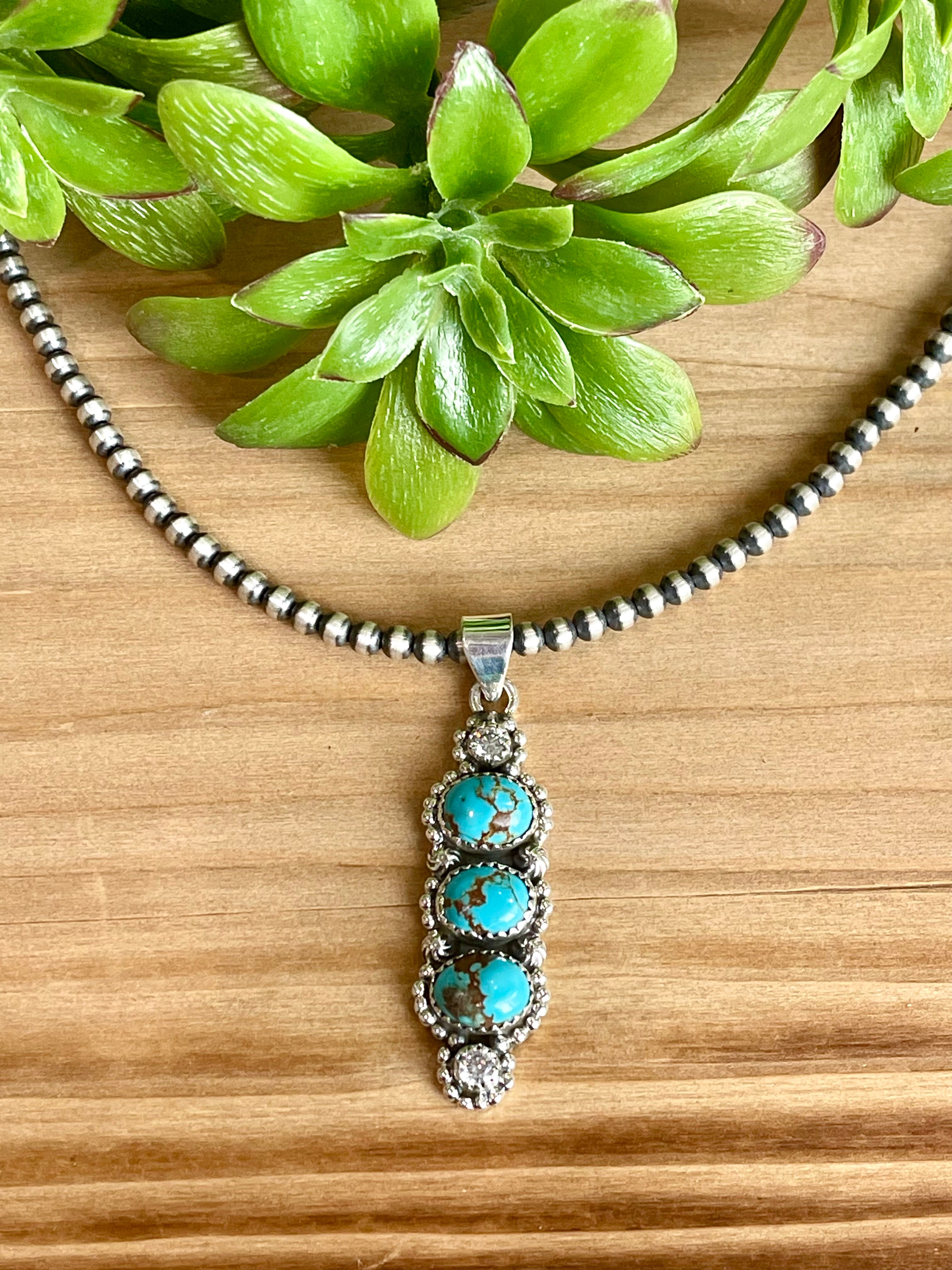 Southwest Handmade Multi Stone & Sterling Silver 5 Stone Pendant