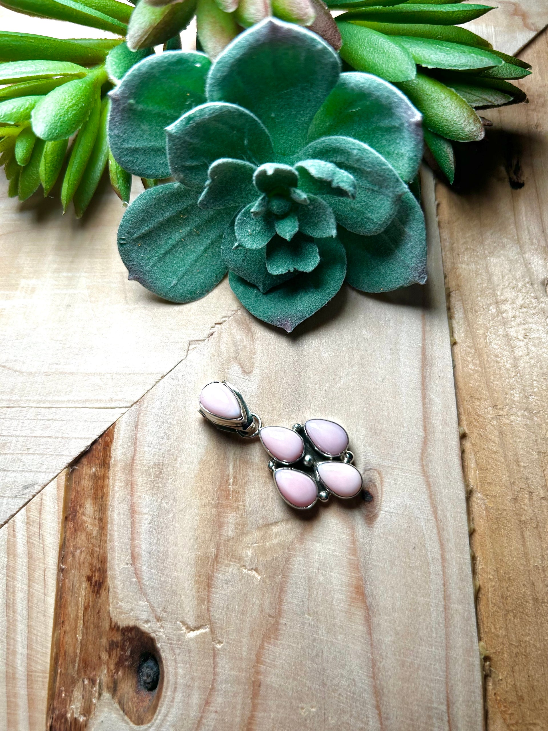 Navajo Made Pink Conch & Sterling Silver Pendant