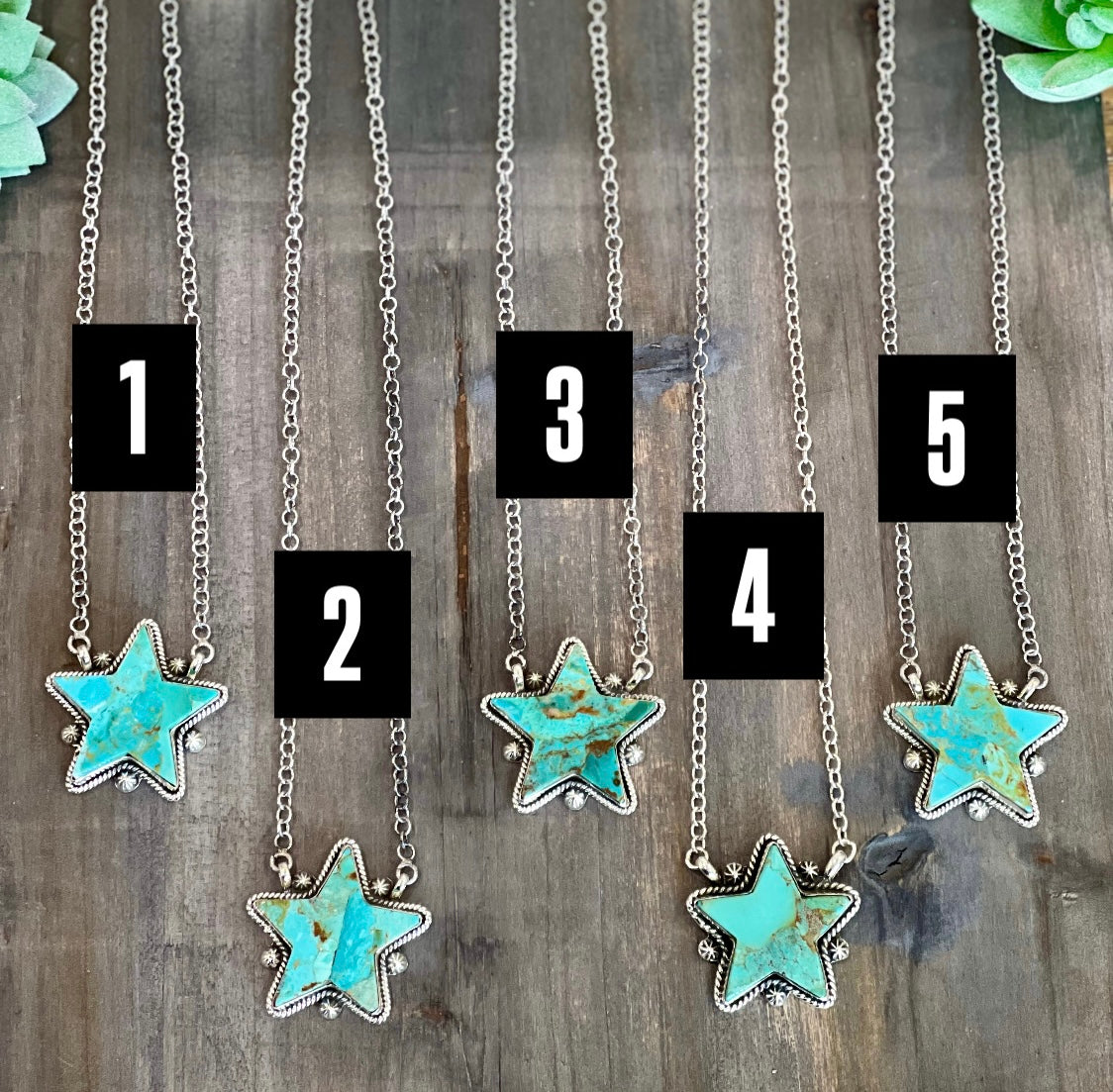 Southwest Handmade Kingman Turquoise & Sterling Silver Star Necklace