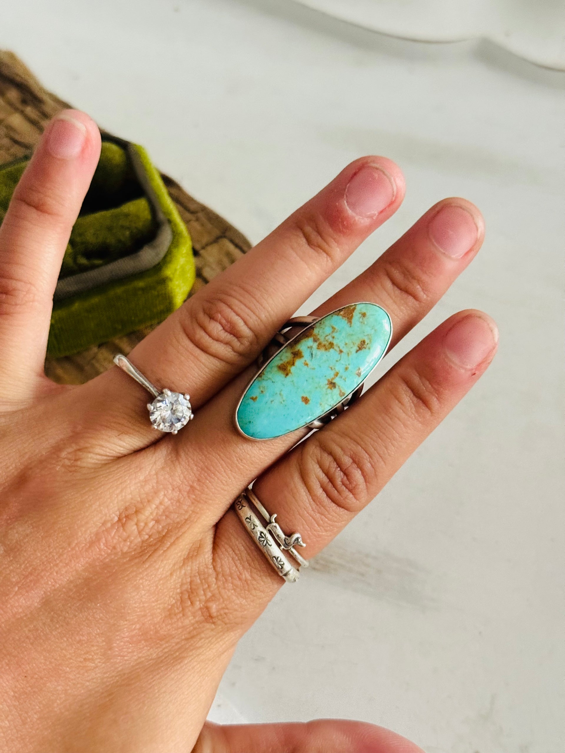 Alfred Martinez Kingman Turquosie & Sterling Silver Ring Size 9.5