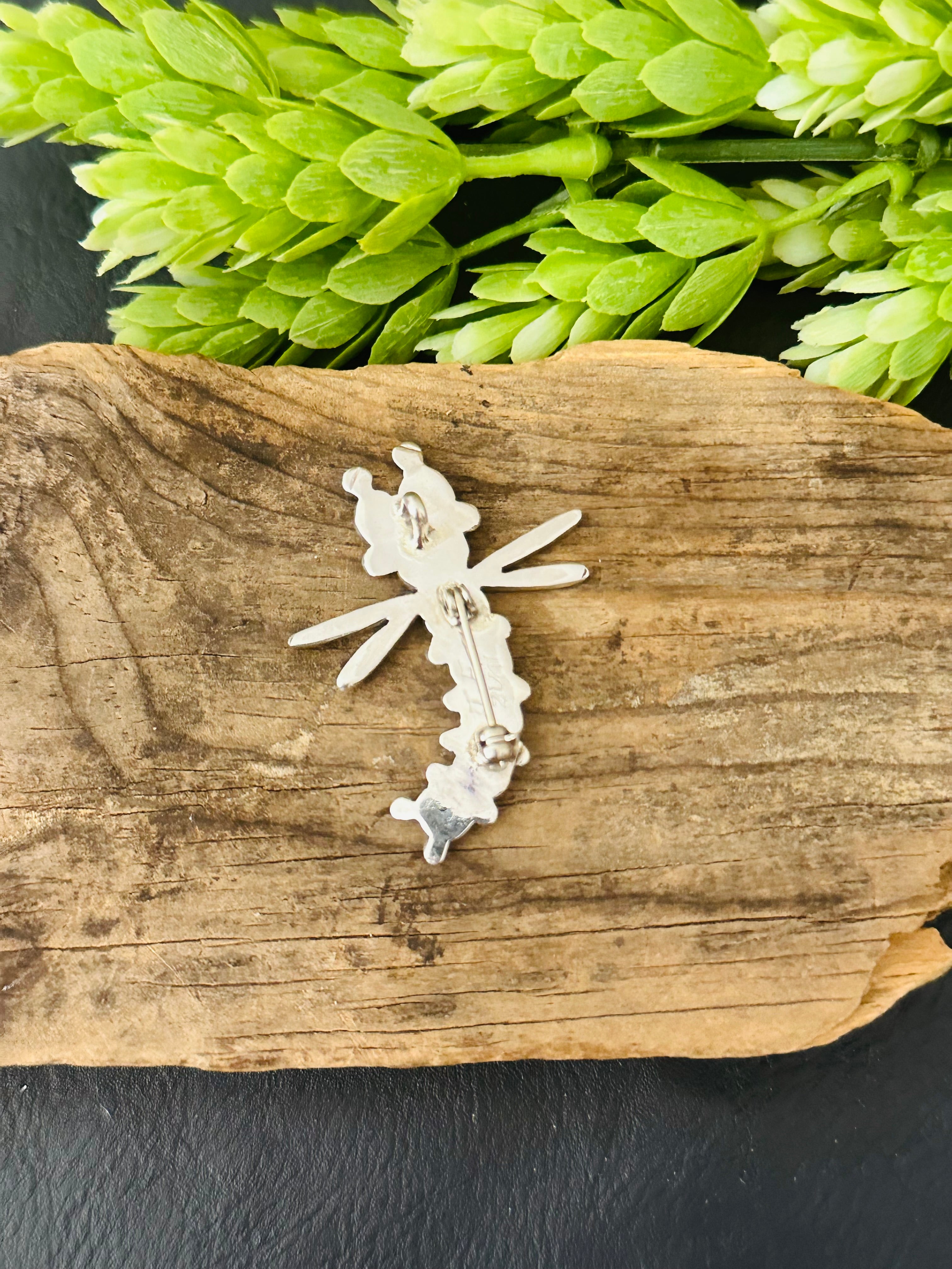 Zuni Made Multi Stone & Sterling Silver Dragon Fly Pin/Pendant