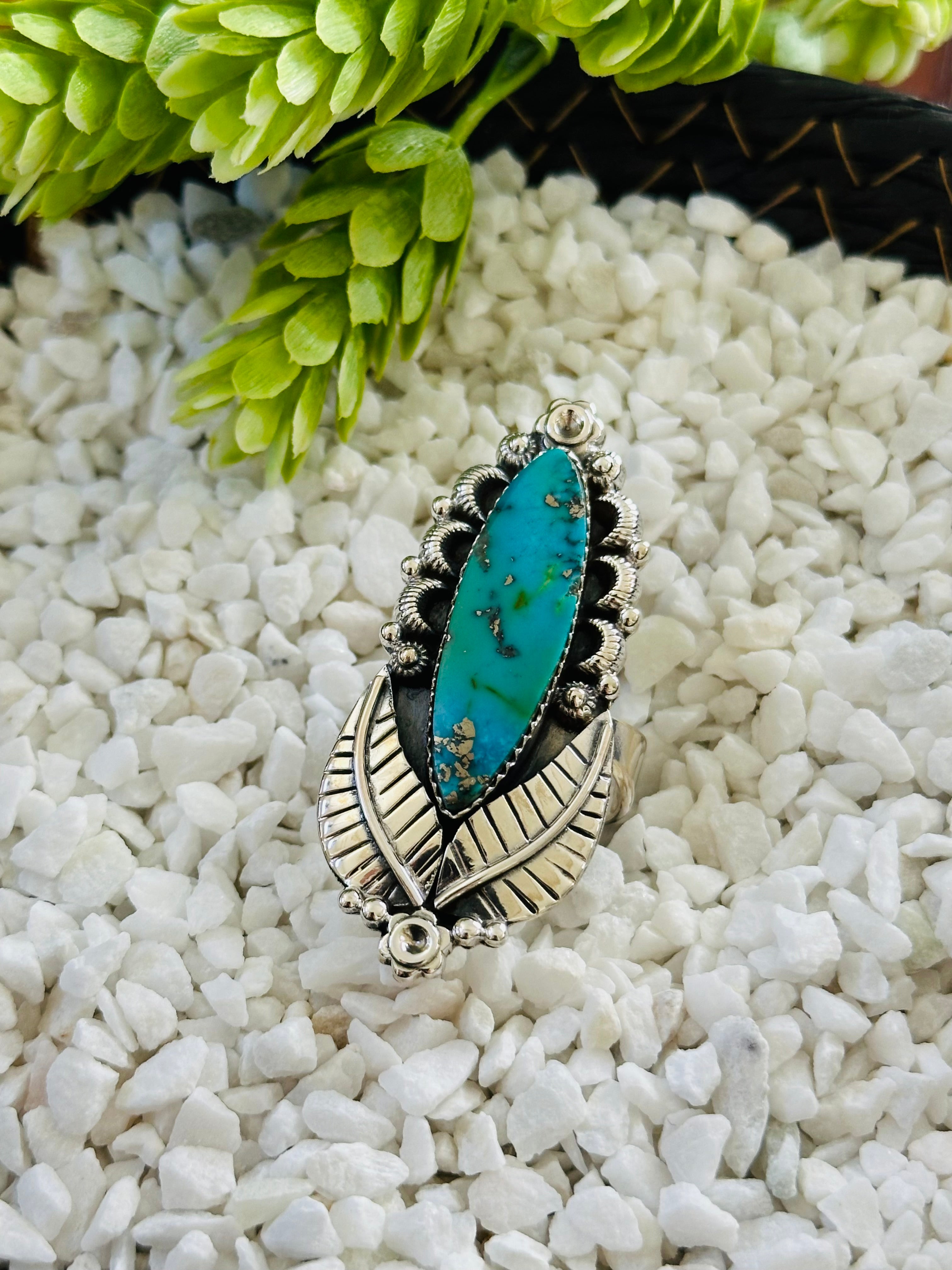 TTD “Retro” Kingman Turquoise & Sterling Silver Adjustable Ring