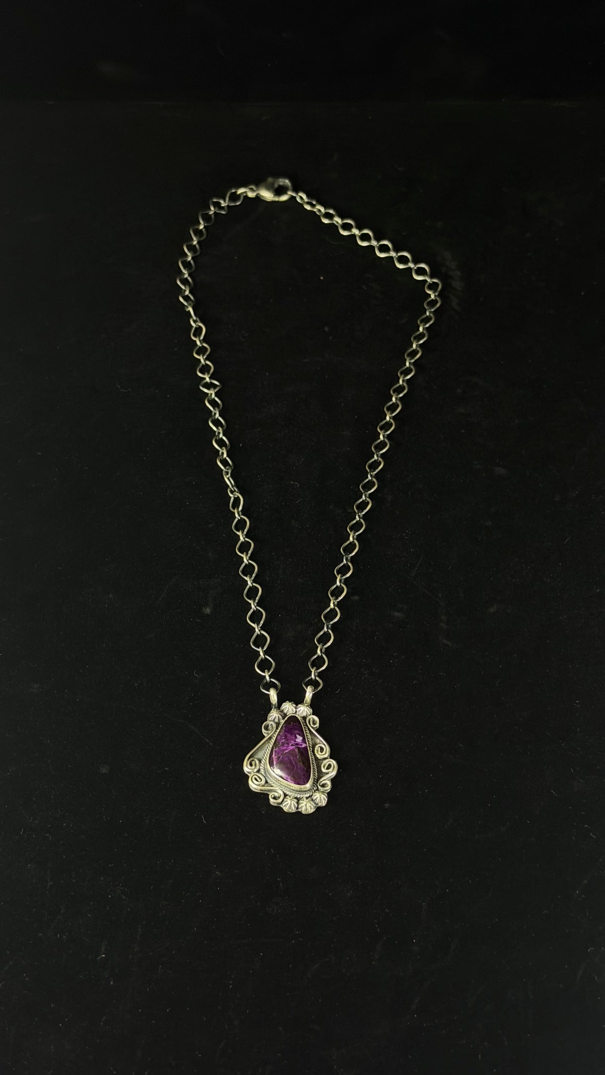 Navajo Made Sugalite and Sterling Silver Necklace