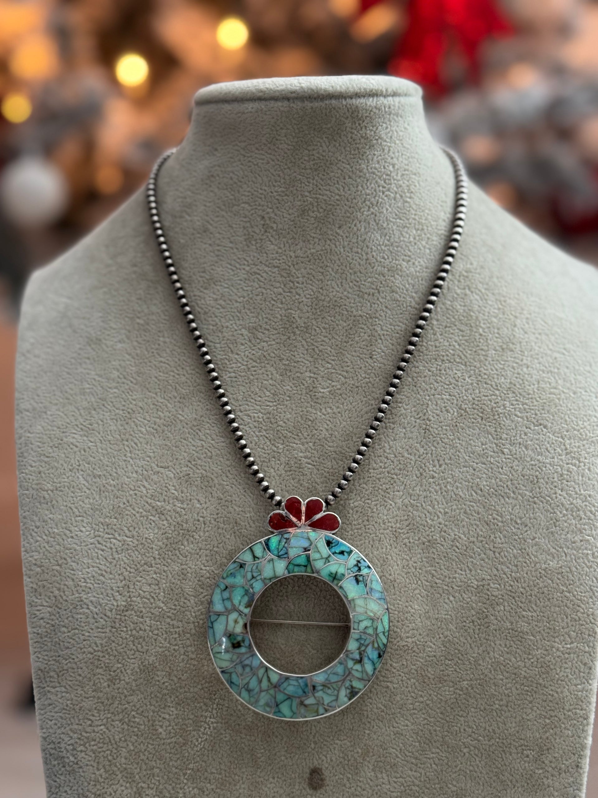 Carmichael Haloo Multi Stone & Sterling Silver Inlay Pendant/Pin