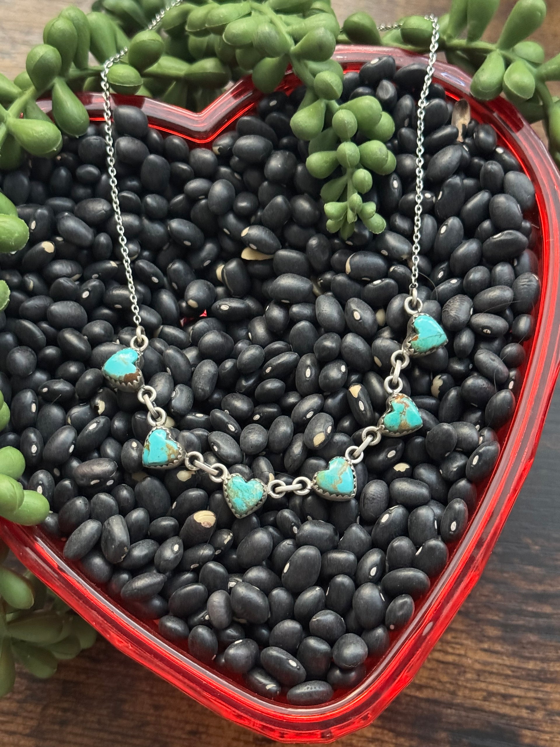 Southwest Handmade Kingman Turquoise & Sterling Silver Heart Necklace