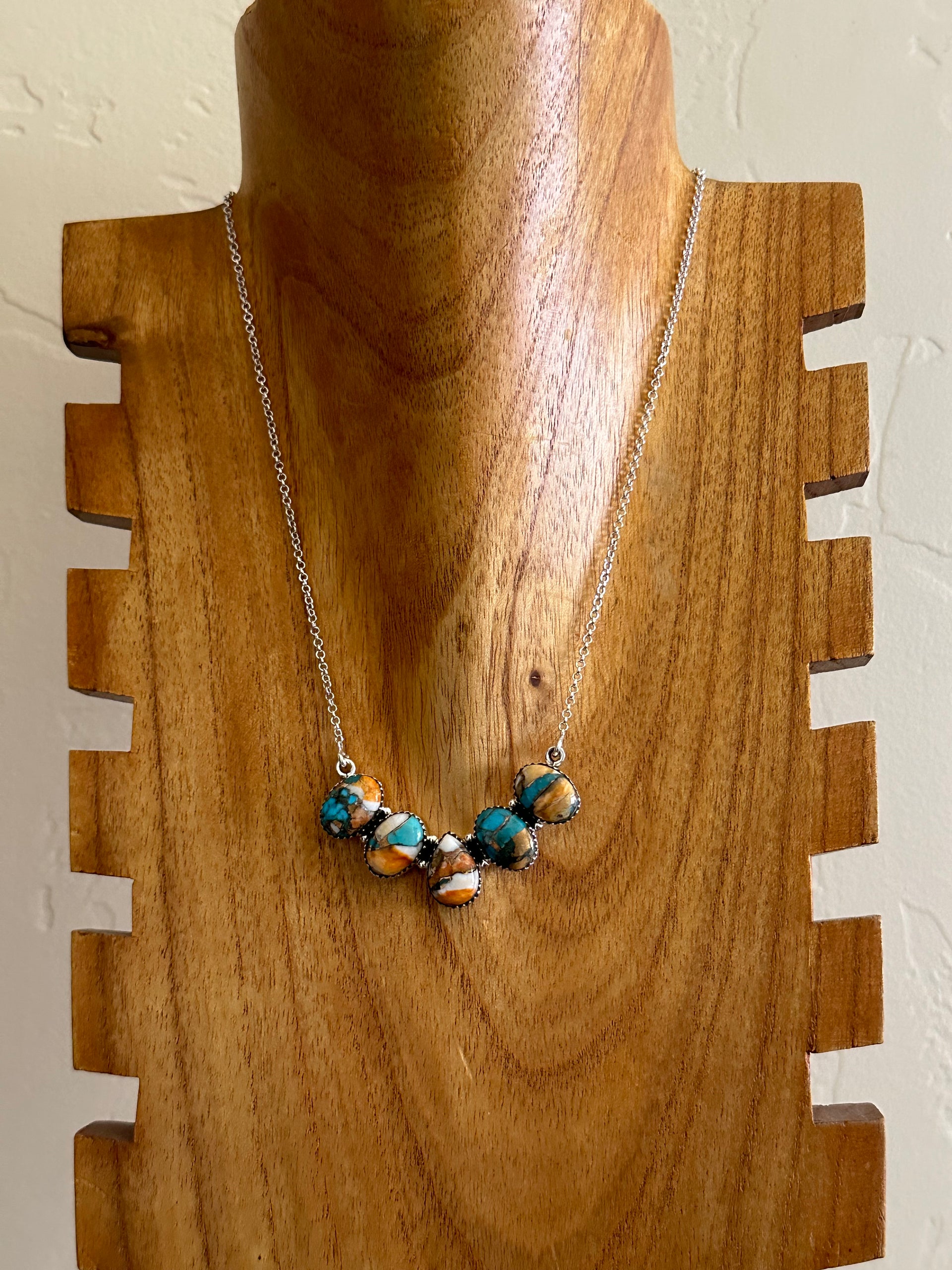 Southwest Made Mohave Turquoise & Sterling Silver Necklace