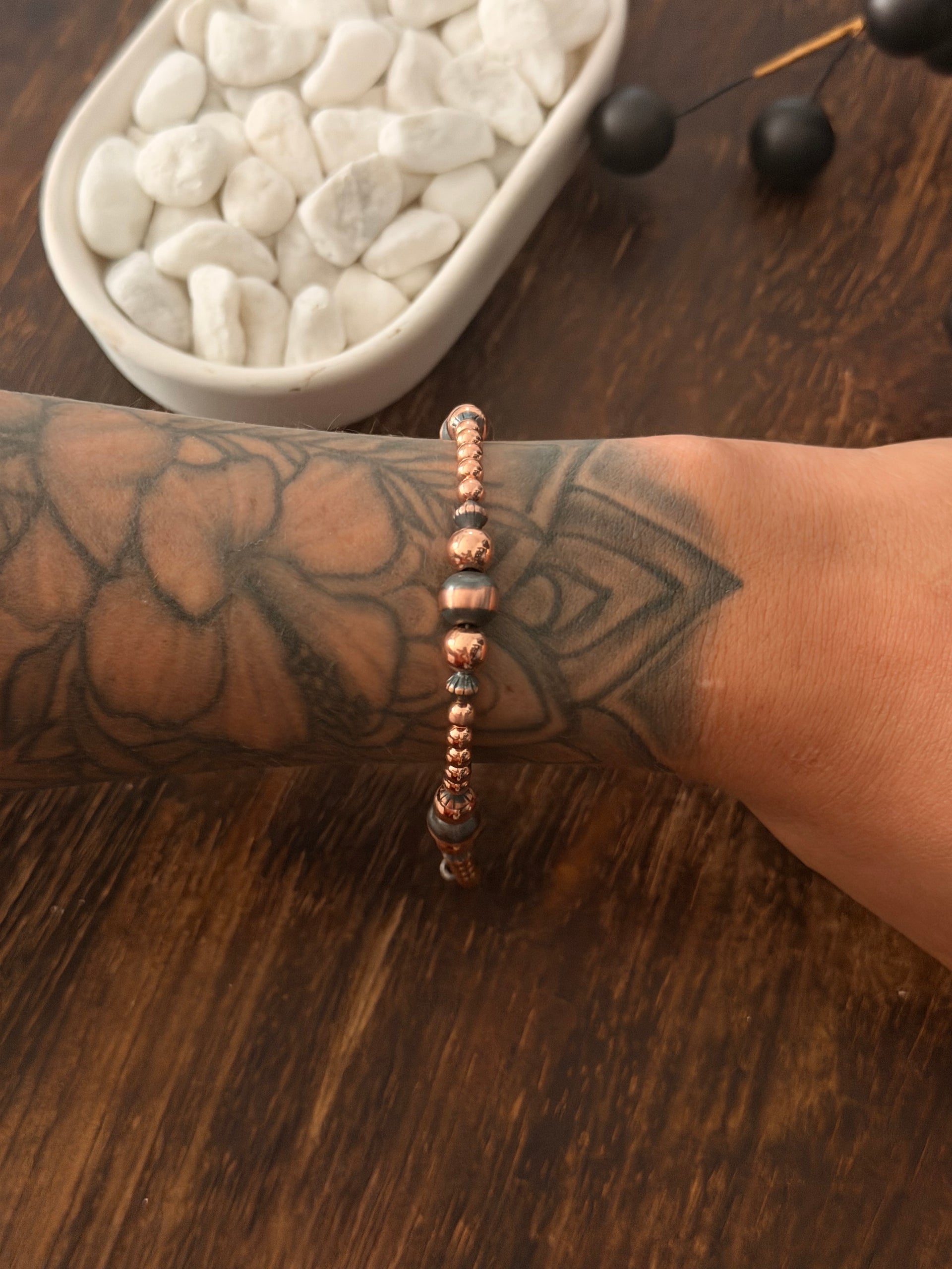 Navajo Strung Copper Pearls Beaded Bracelet