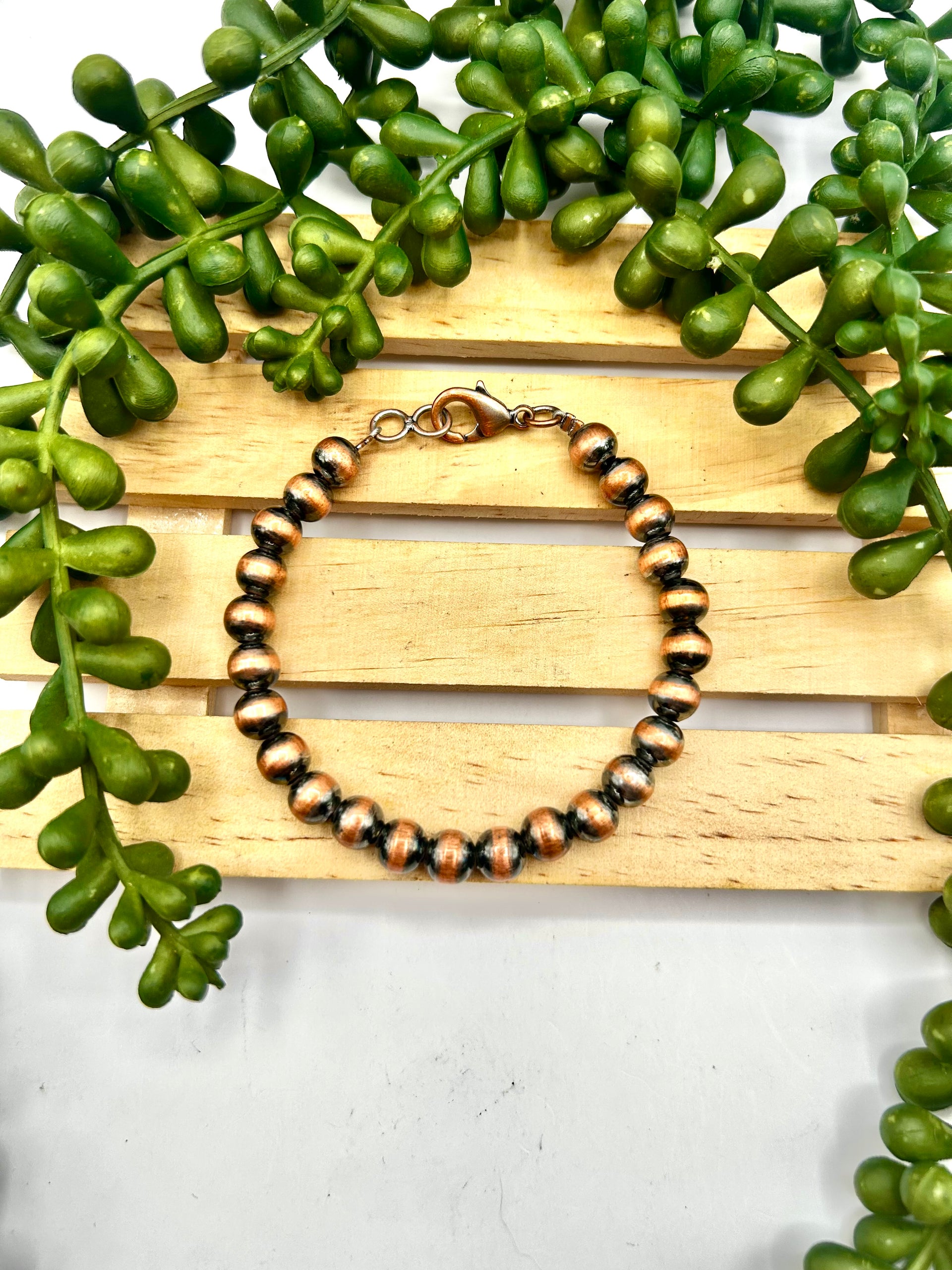 Navajo Made Strung 7 MM Copper Link Bracelet