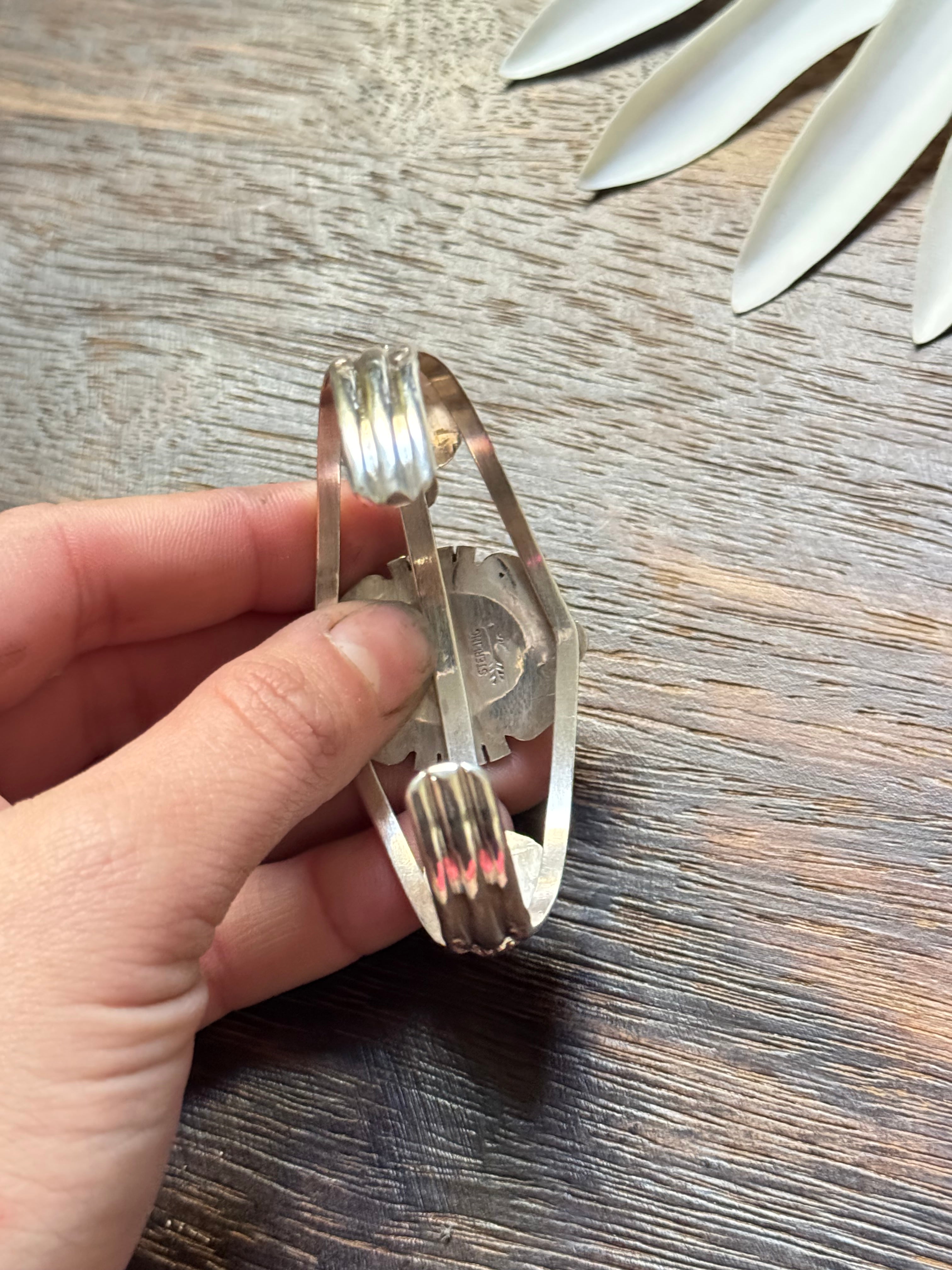 Navajo Made Sonoran Mountain Turquoise & Sterling Silver Cuff Bracelet