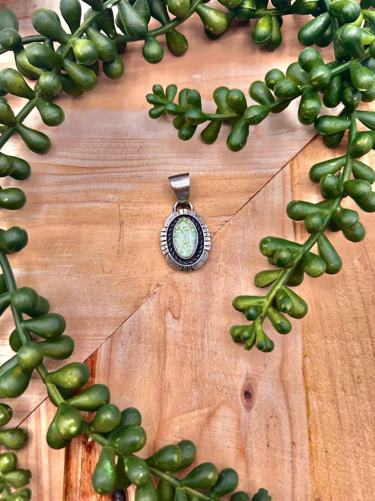 Navajo Made Sonoran Gold Turquoise & Sterling Silver Pendant
