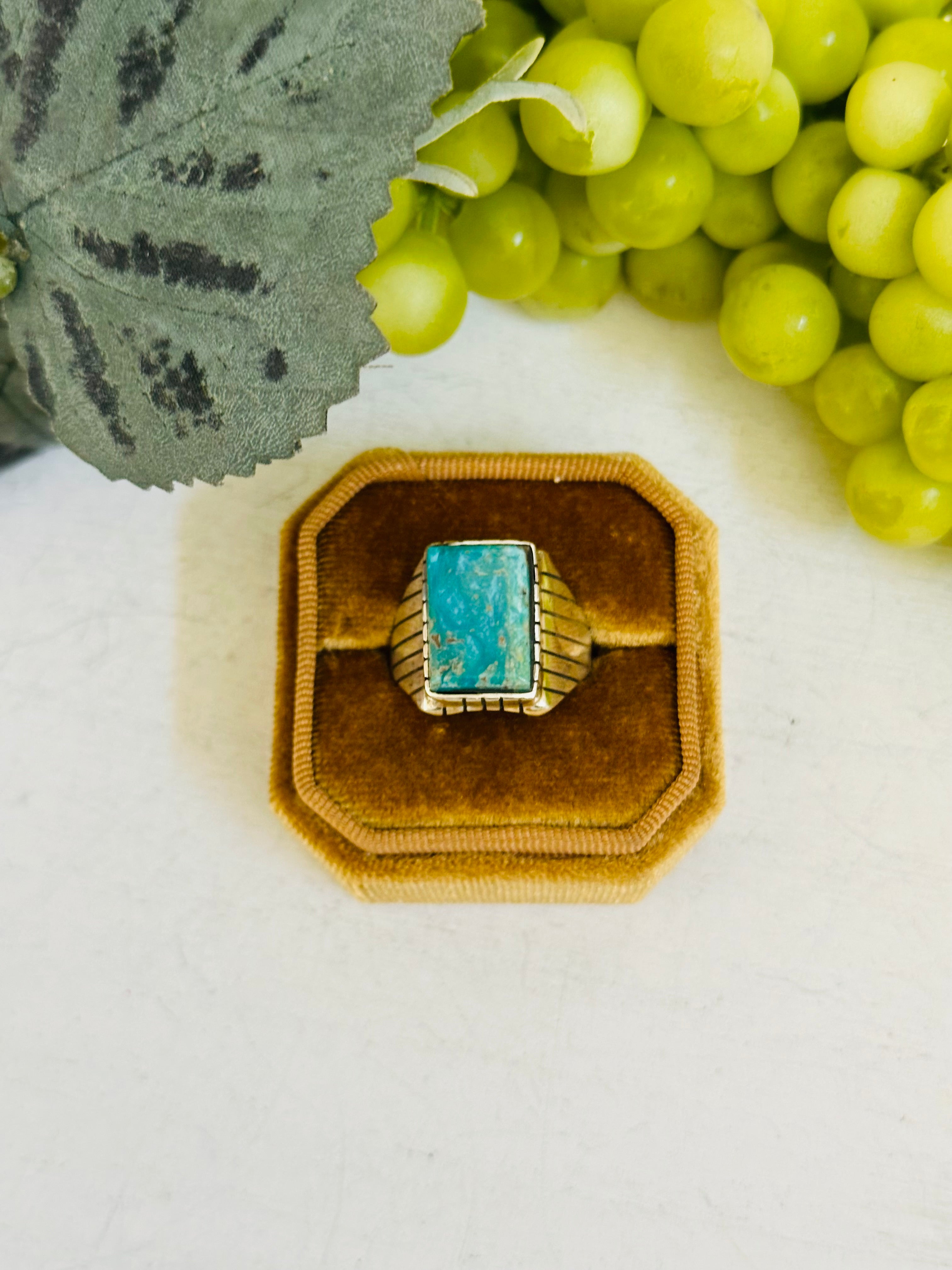 Ray Jack Kingman Turquoise & Sterling Silver Ring Size 10.5