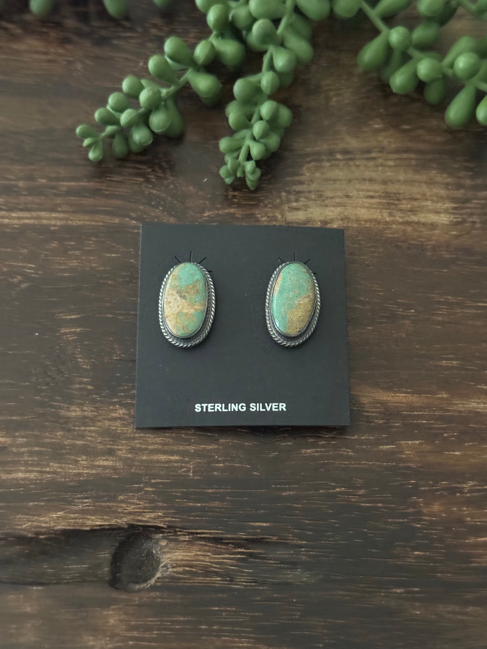 Larry Kaye Kingman Turquoise & Sterling Silver Post Earrings