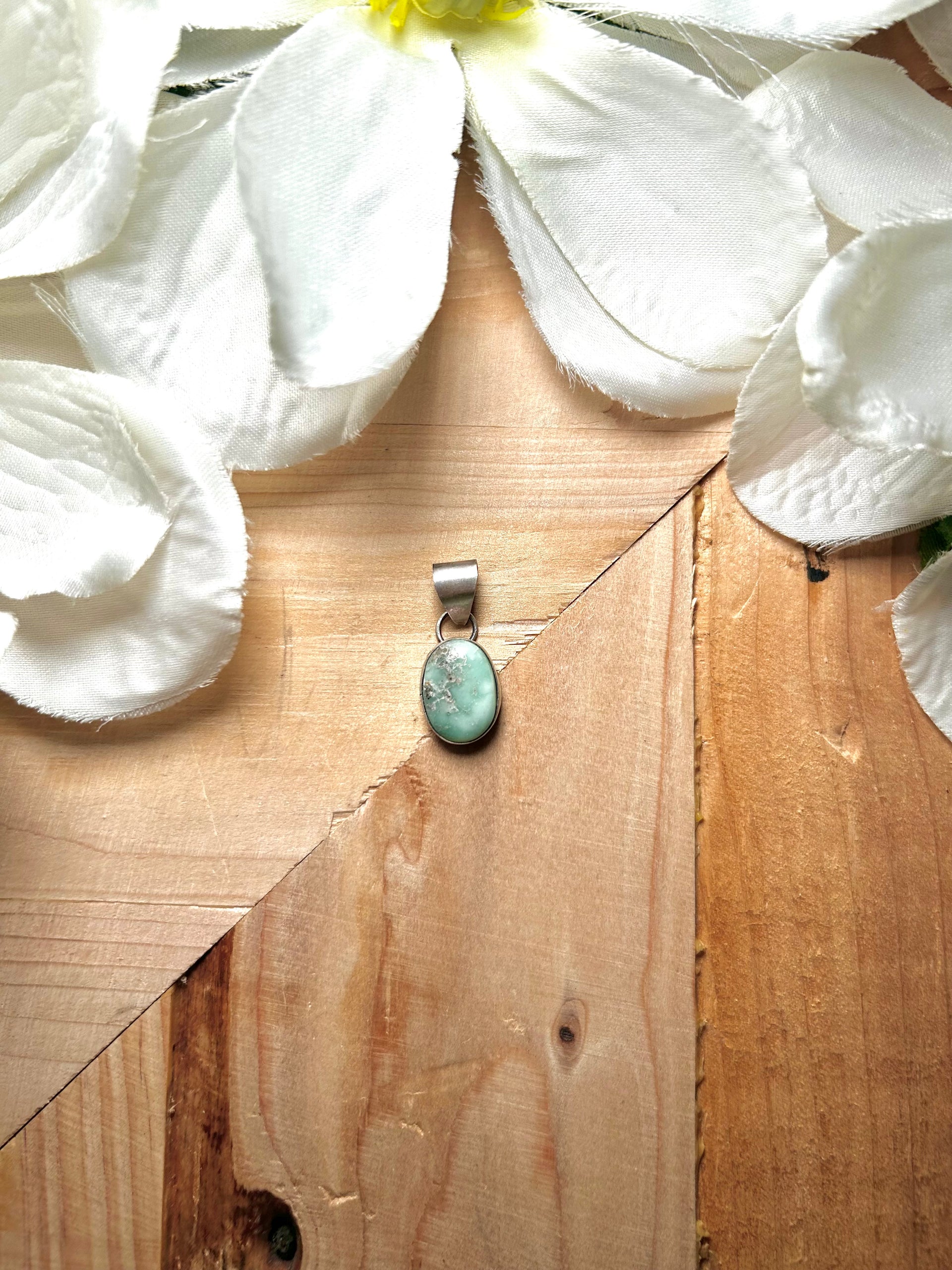 Navajo Made Palomino Variscite & Sterling Silver Pendant