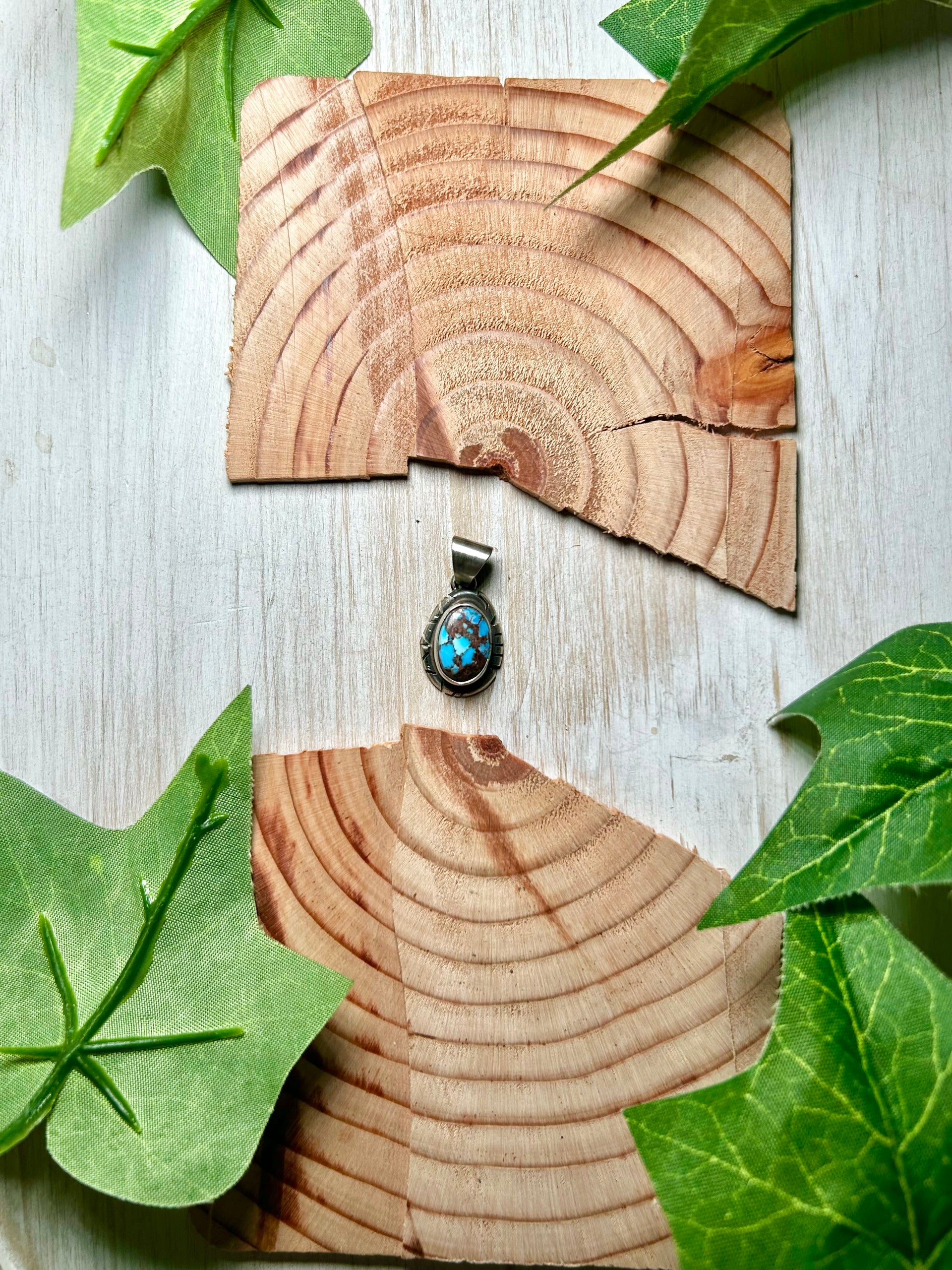 Navajo Made Golden Hill Turquoise & Sterling Silver Pendant