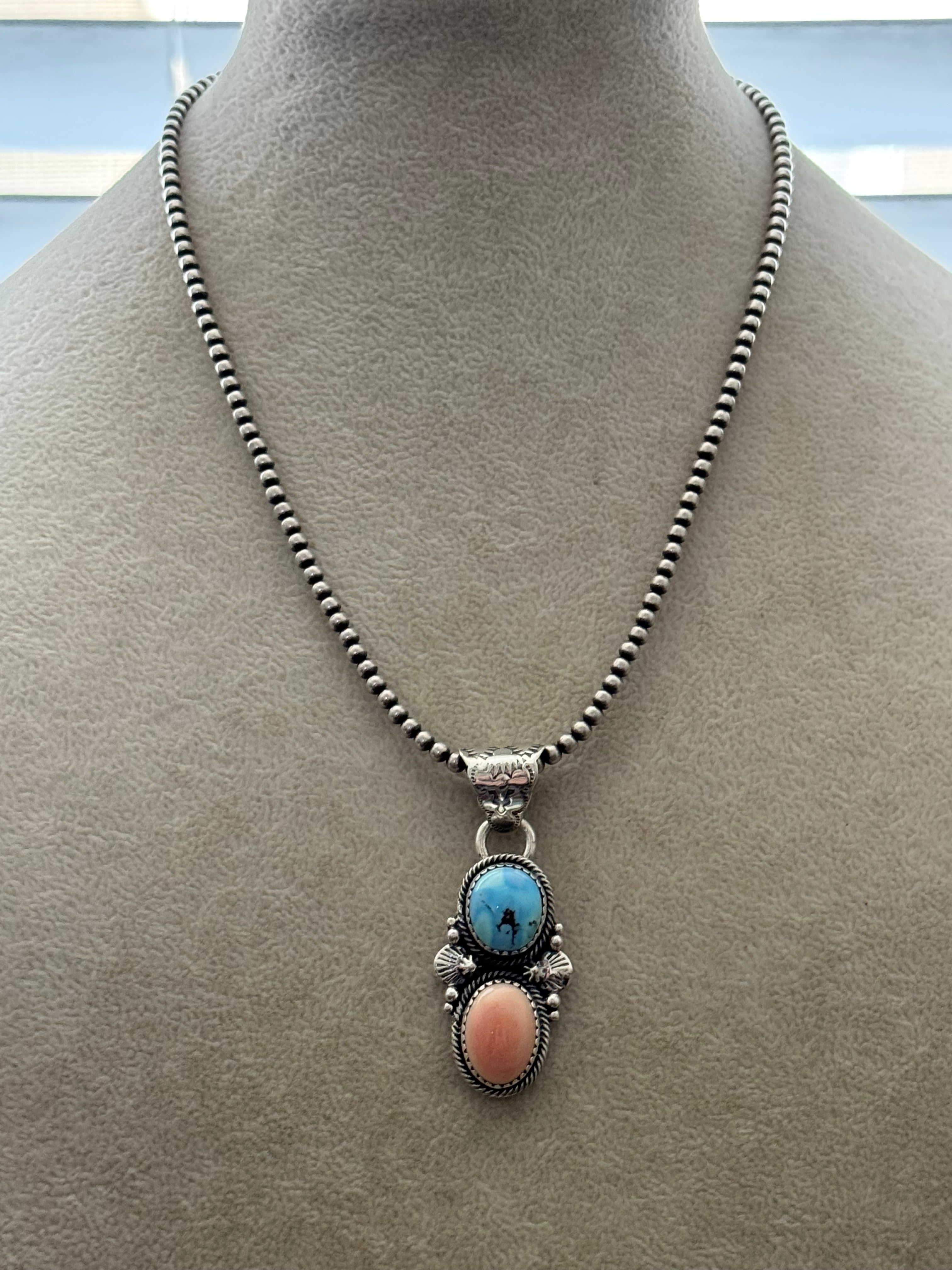 Navajo Made Multi Stone & Sterling Silver Pendant