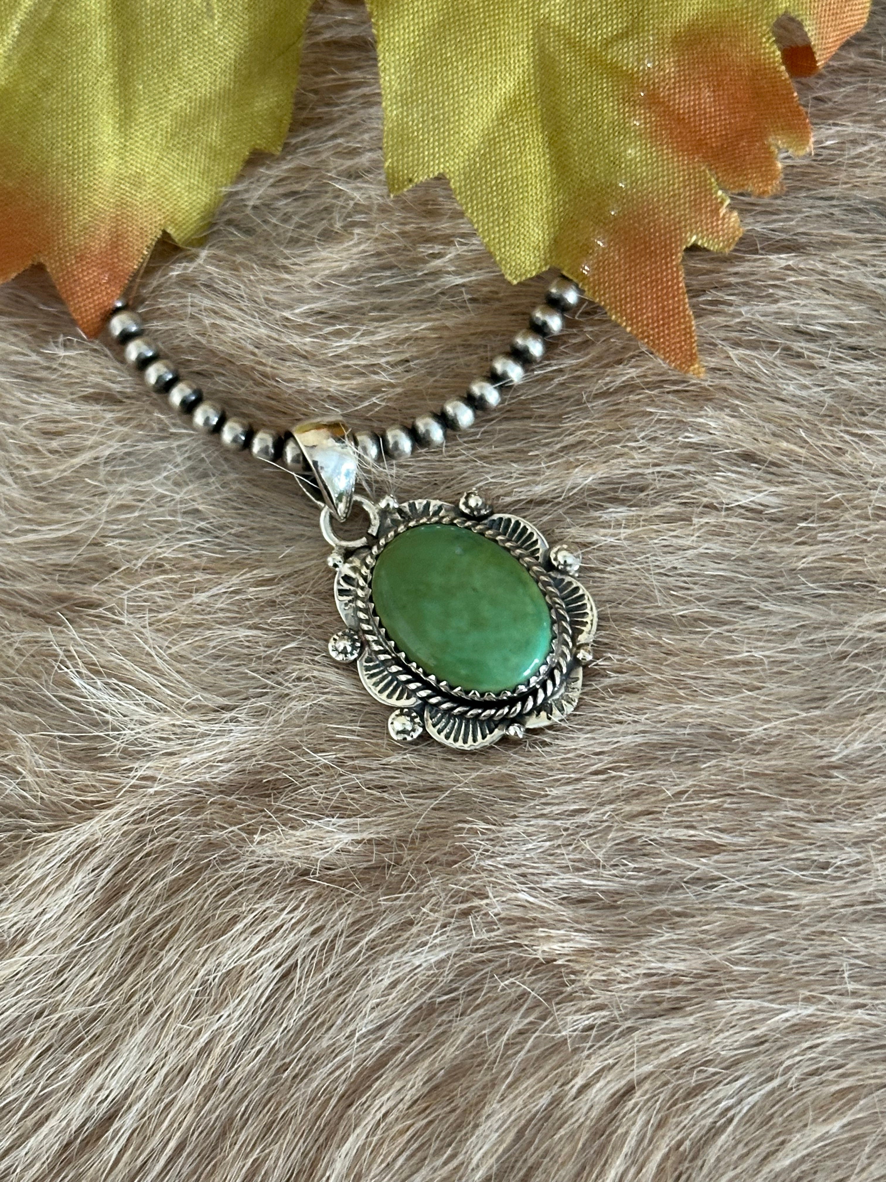 Southwest Handmade Kingman Turquoise & Sterling Silver Pendant