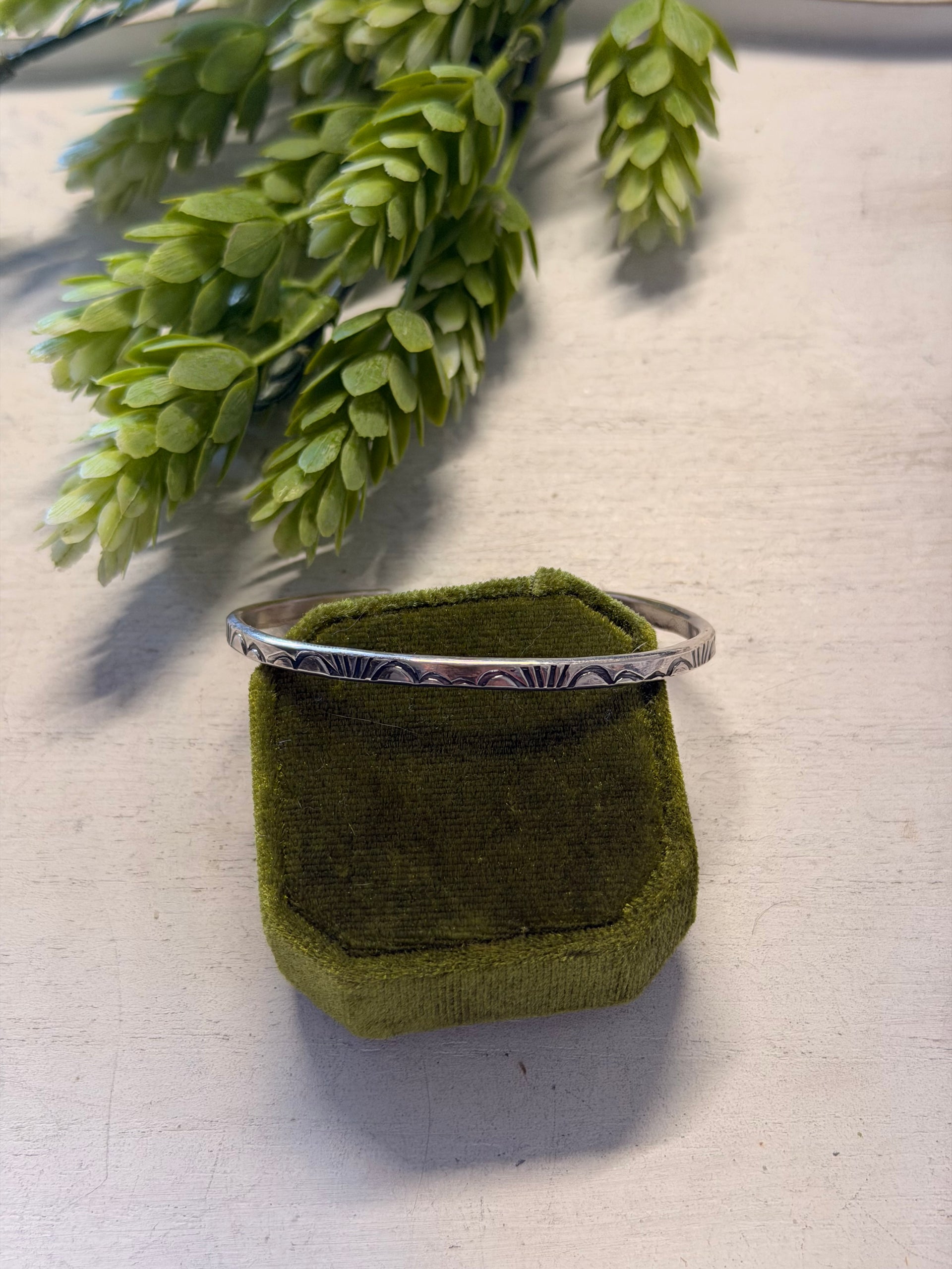 Navajo Made Sterling Silver Stamped Cuff Bracelet