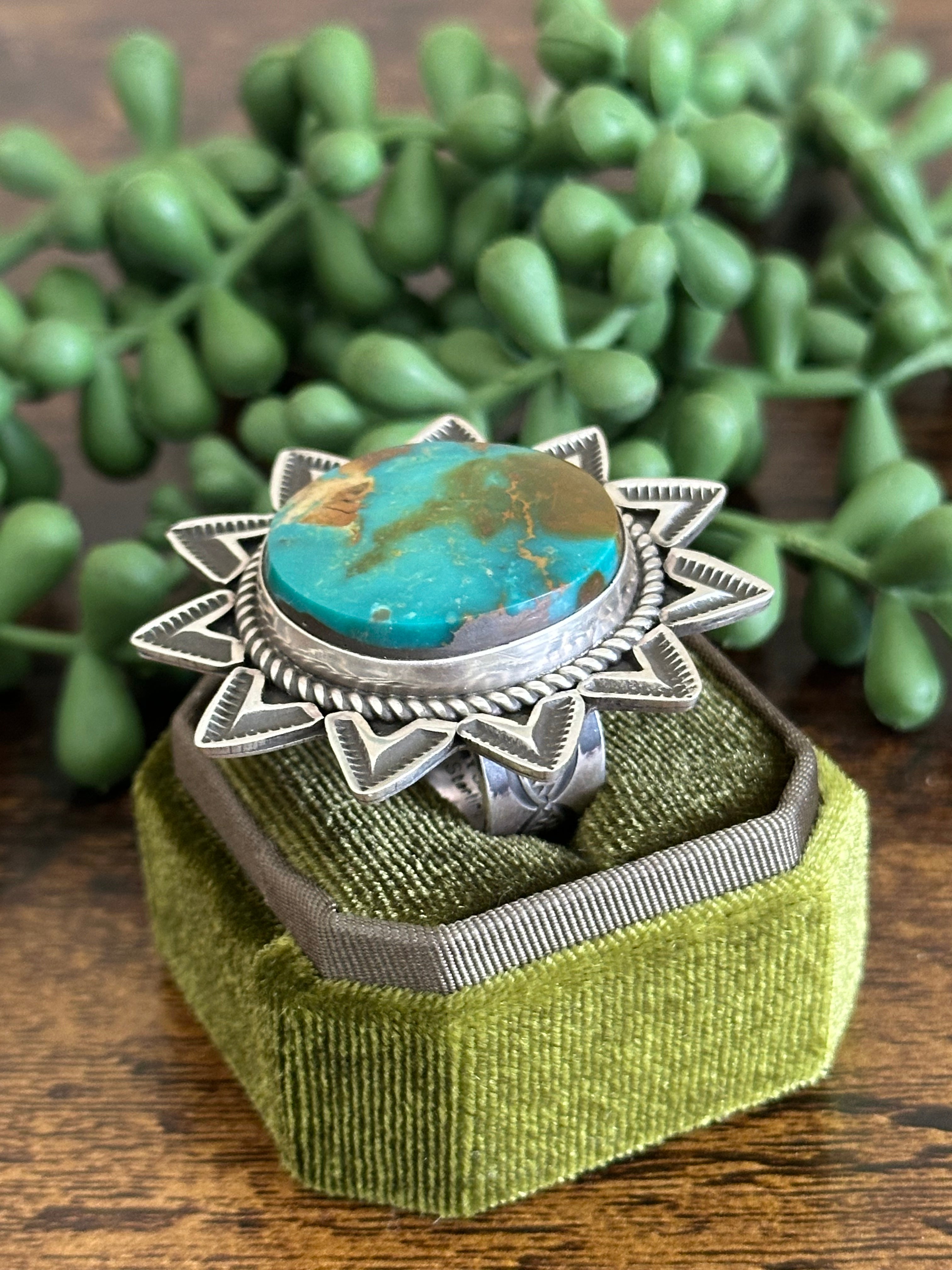 Alex Sanchez Royston Turquoise & Sterling Silver Adjustable Ring