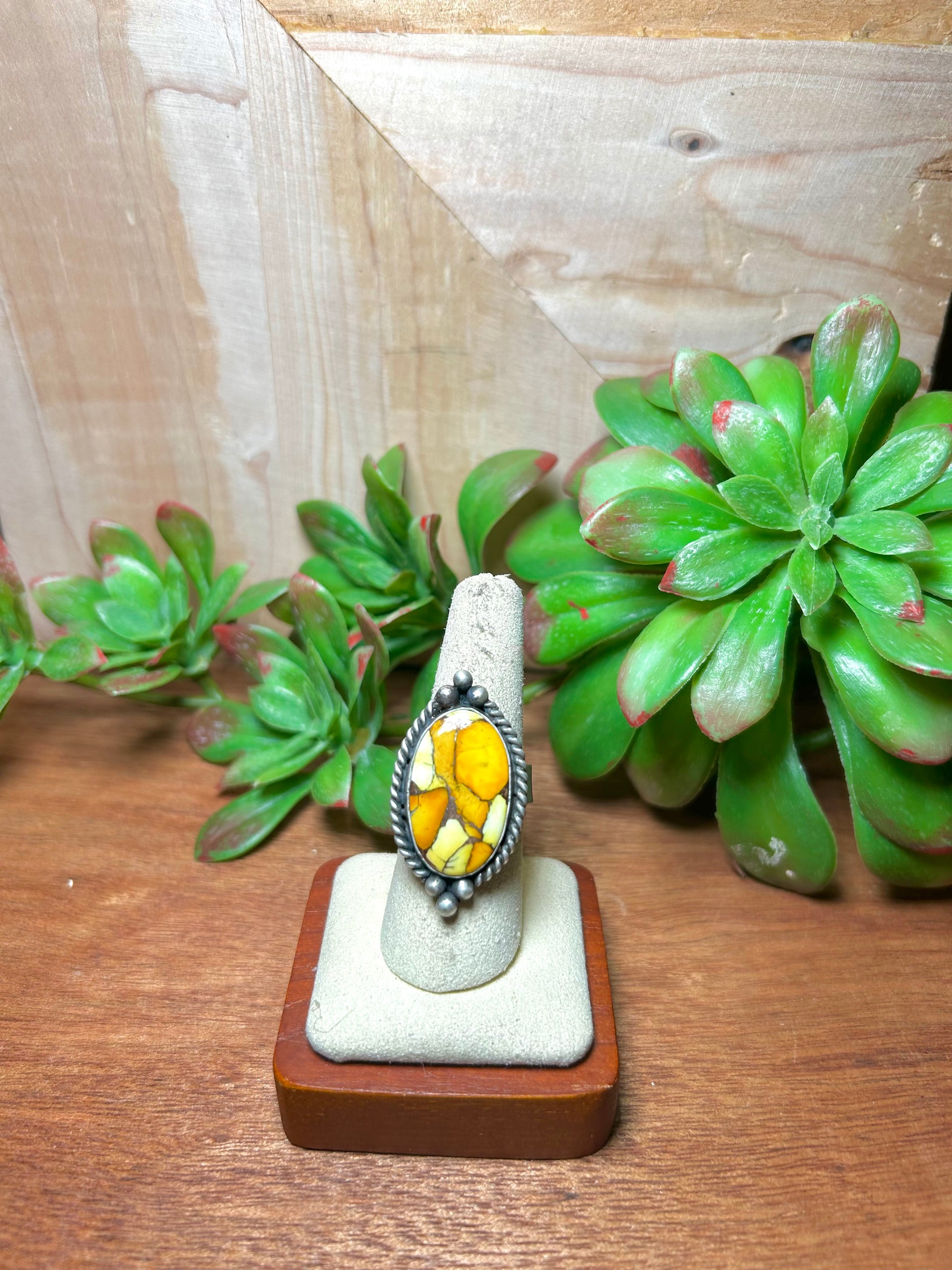 Zachariah David Honey Dahlia & Sterling Silver Adjustable Ring