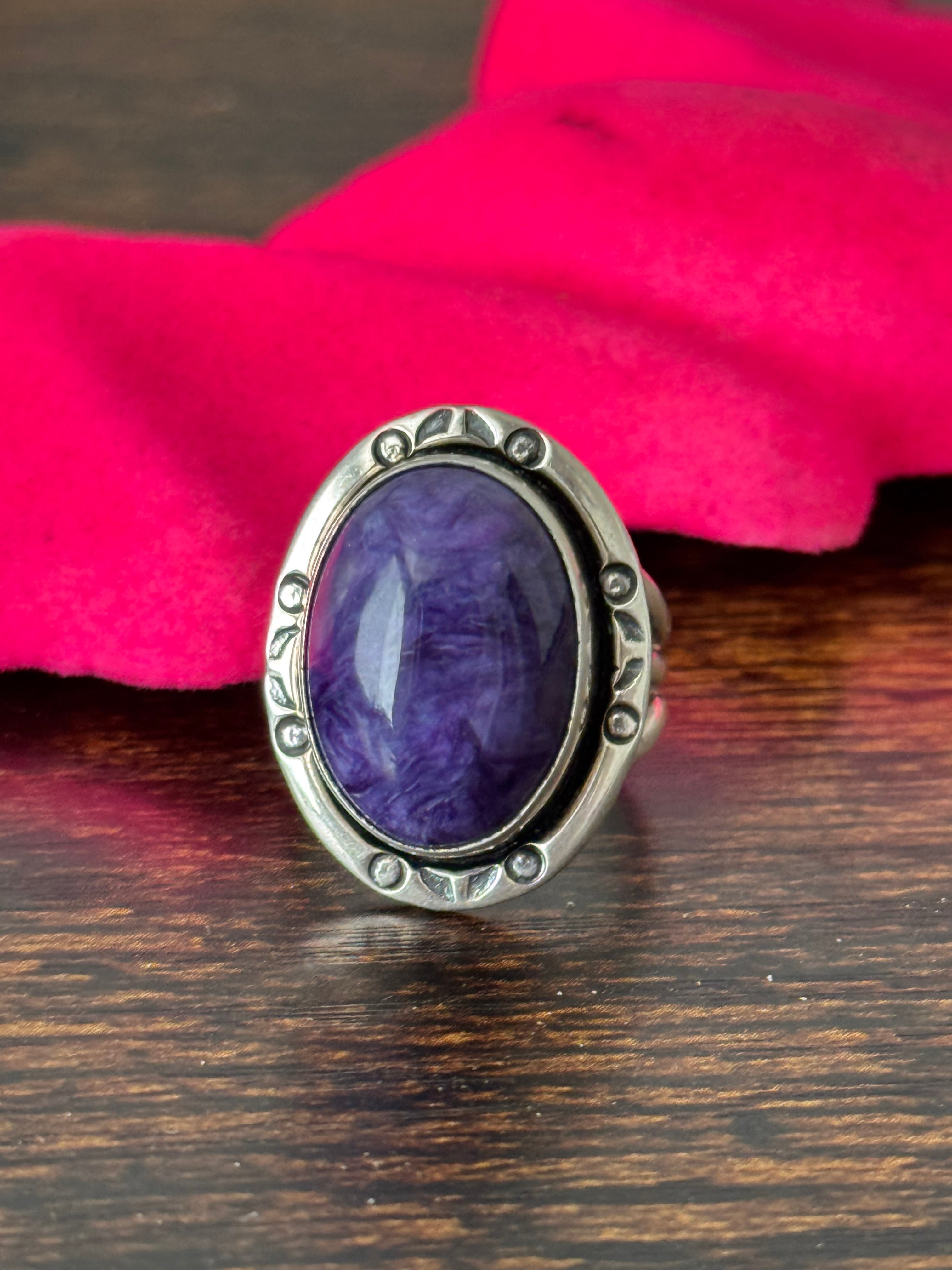 Navajo Made Charoite & Sterling Silver Ring