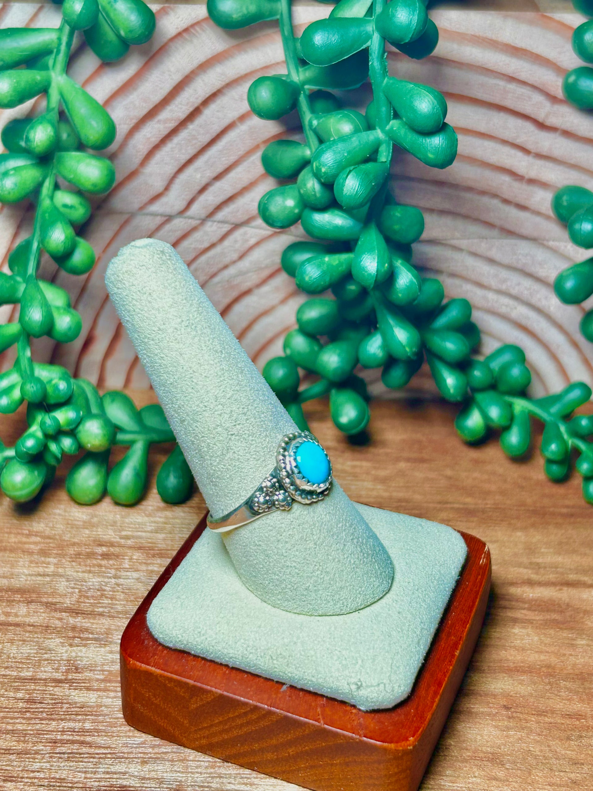 Navajo Made Kingman Turquoise & Sterling Silver Ring Size 9.5
