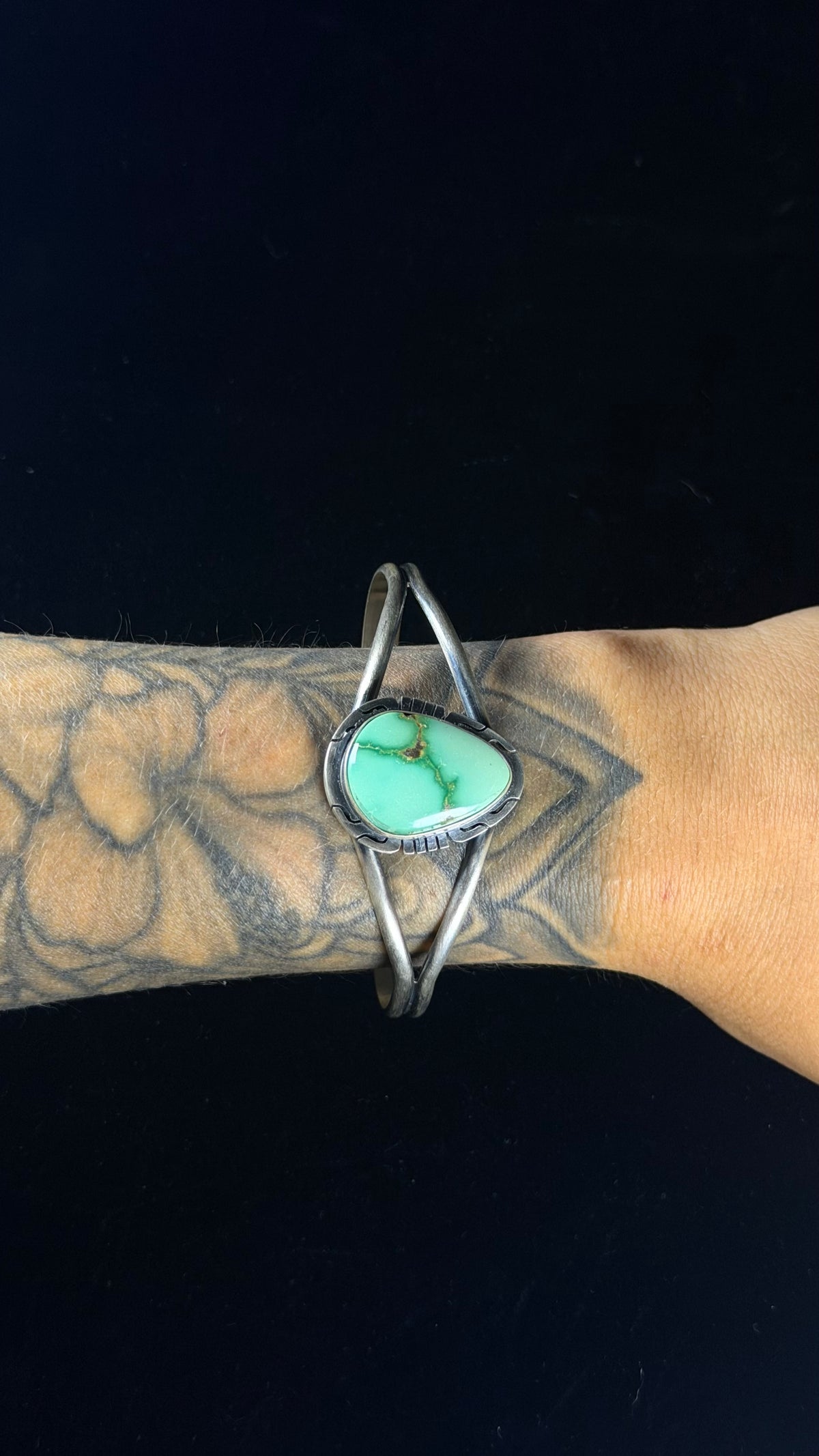 Dave Skeets Emerald Valley Turquoise & Sterling Silver Cuff Bracelet