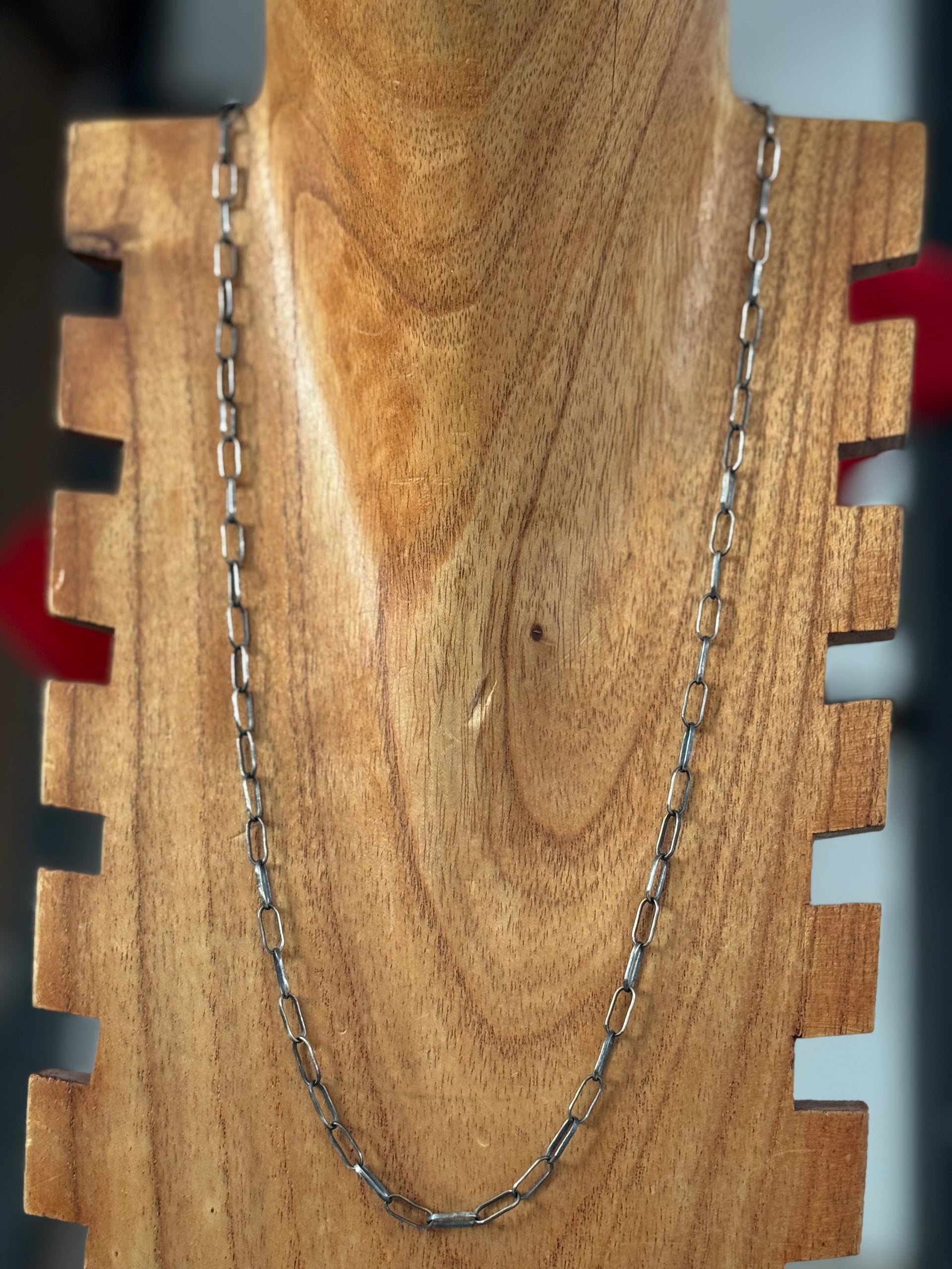 Navajo Made Sterling Silver Paperclip Link Chain Necklace