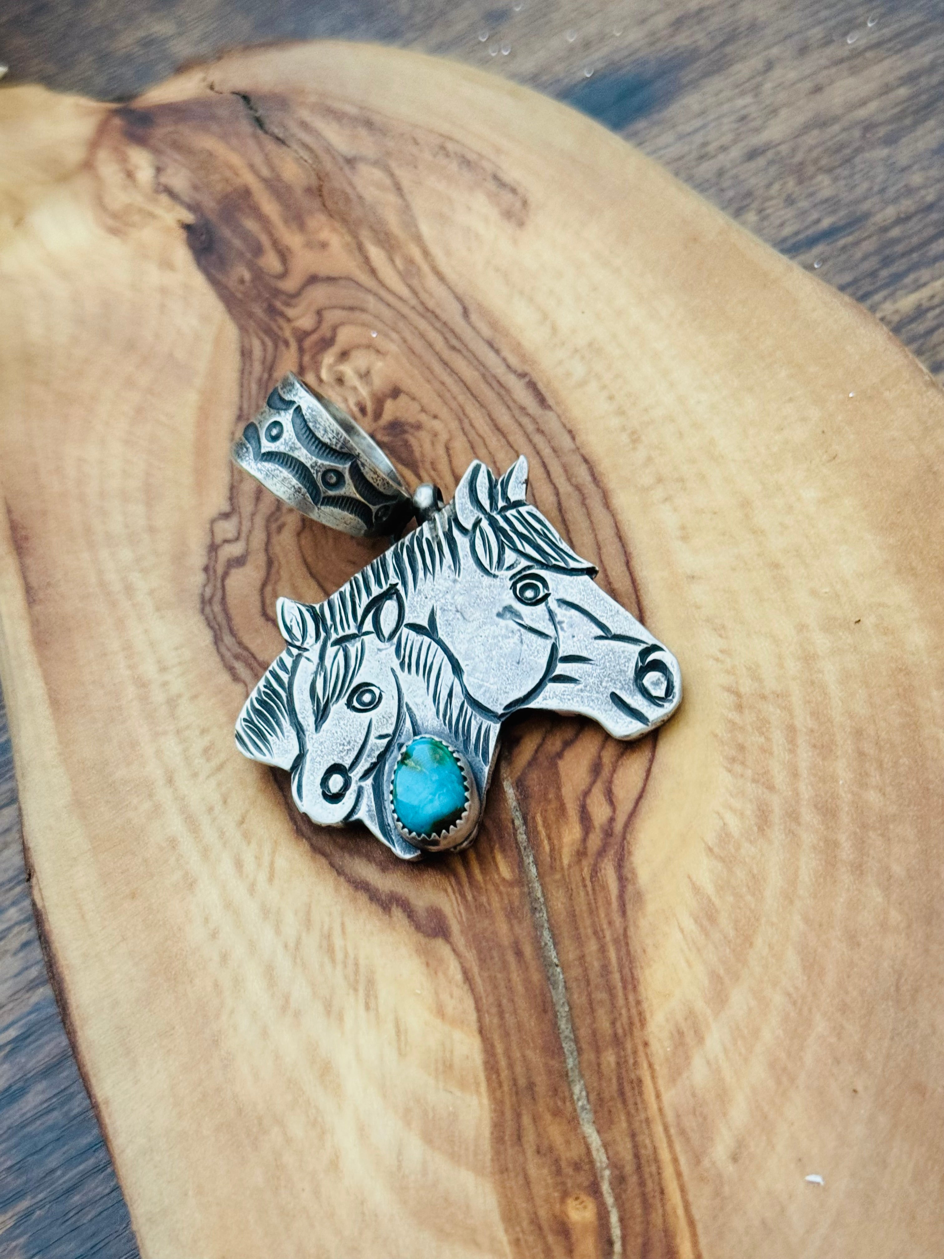 Kindale Billah Sonoran Mountain Turquoise & Sterling Silver Horse Pendant