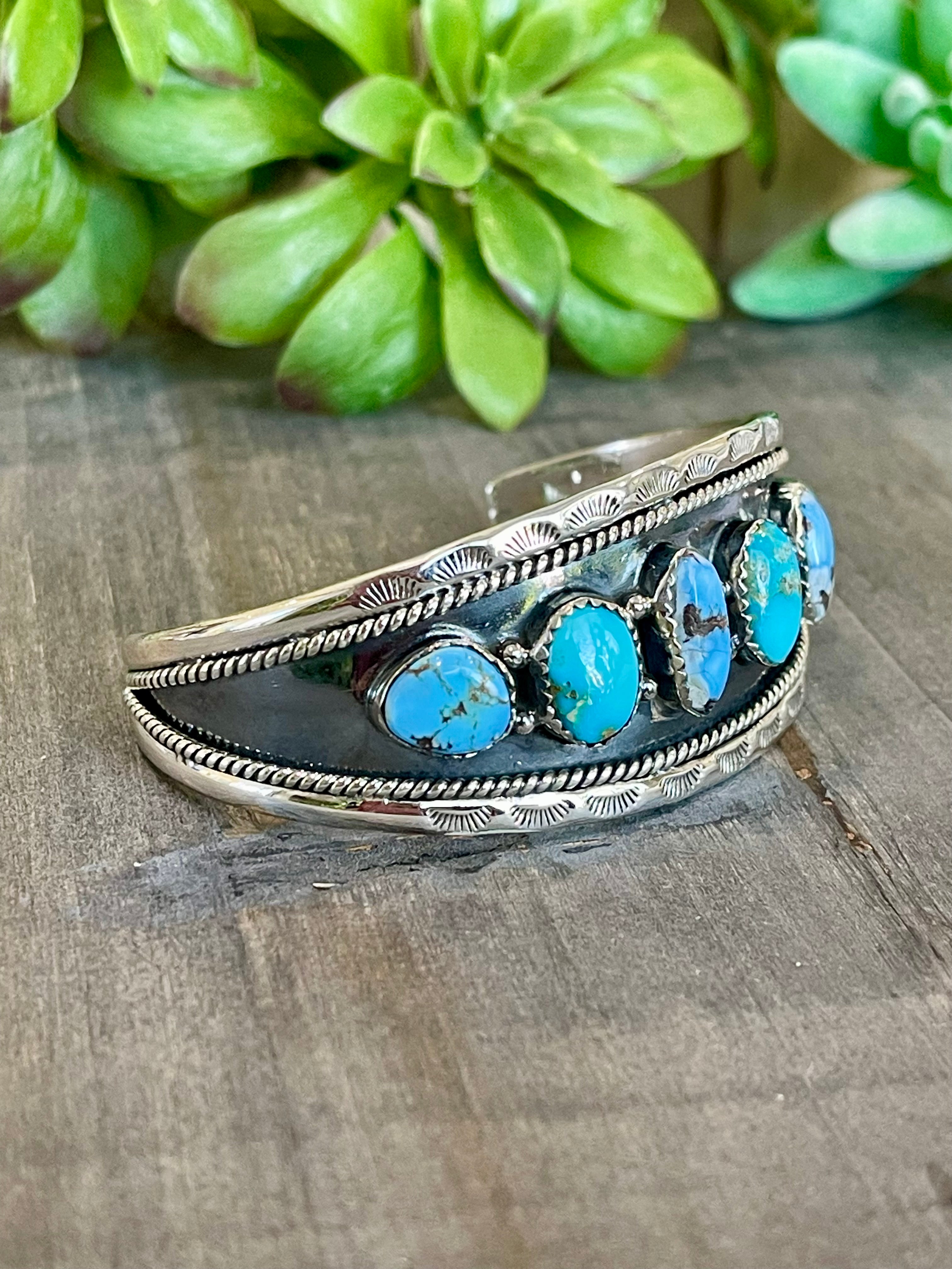 Southwest Handmade Multi Stone & Sterling Silver Cuff Bracelet