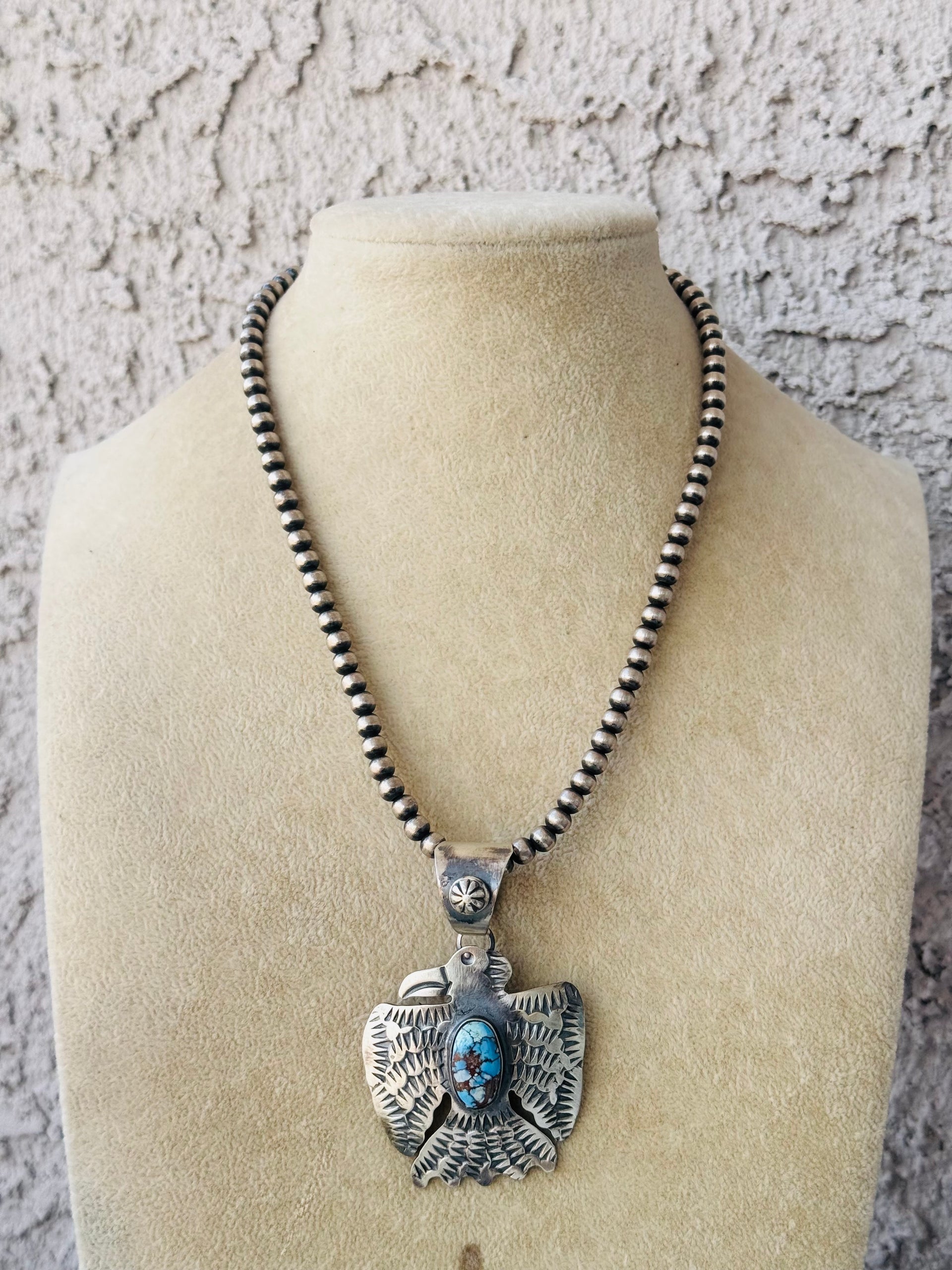 Chimney Butte Golden Hills Turquoise & Sterling Silver Thunderbird Pendant