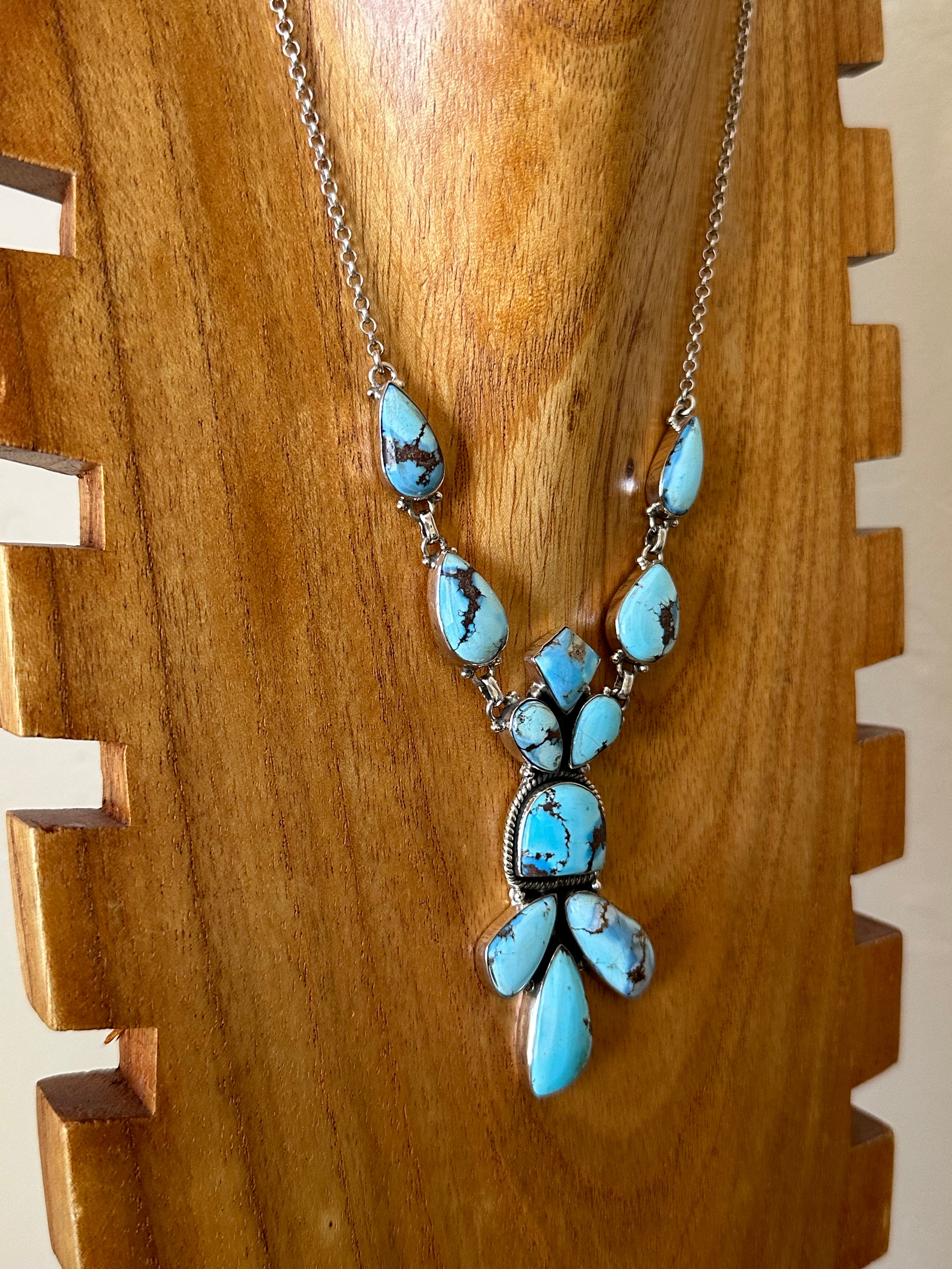 Southwest Handmade Golden Hills Turquoise & Sterling Silver Necklace