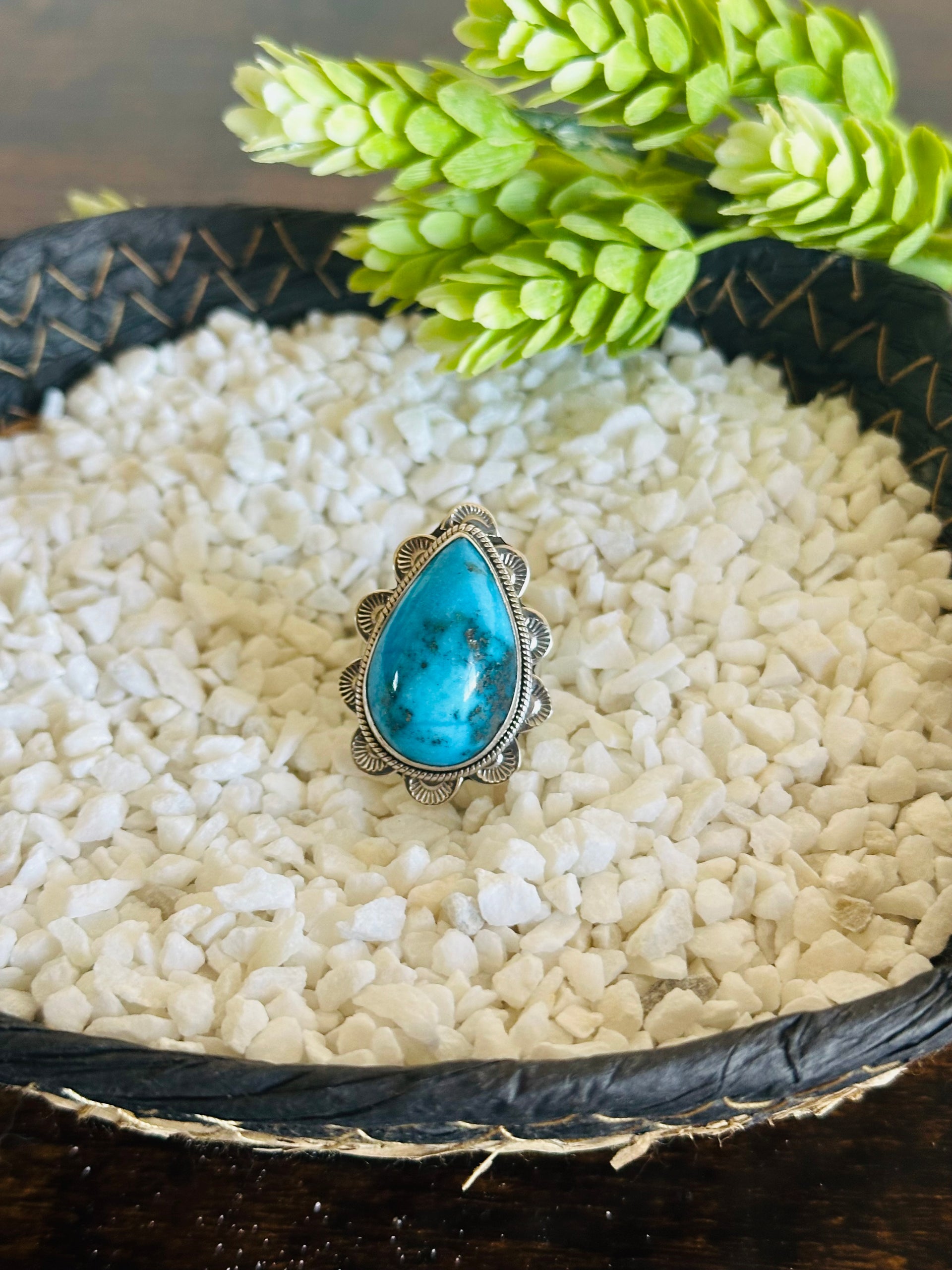 TTD Blue Ridge Turquoise & Sterling Silver Adjustable Ring