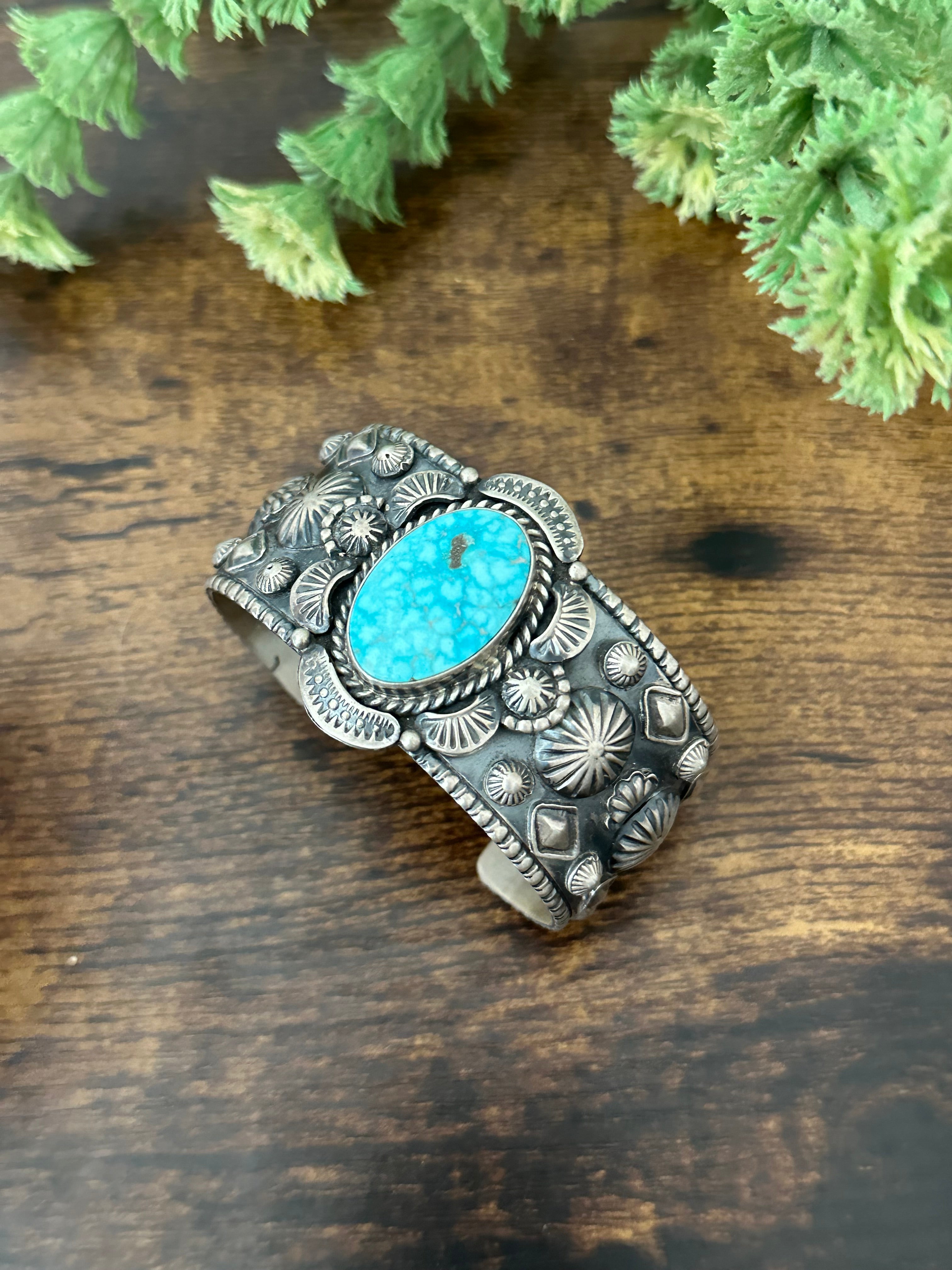 Jeff James Birds Eye Kingman Turquoise & Sterling Silver Cuff Bracelet