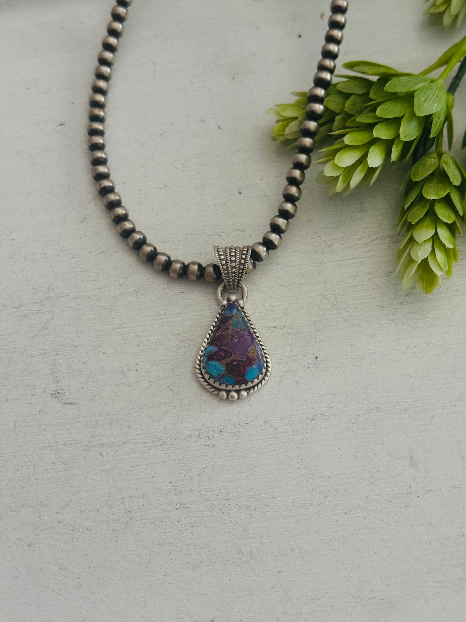 Southwest Made Mohave Turquoise & Sterling Silver Pendant