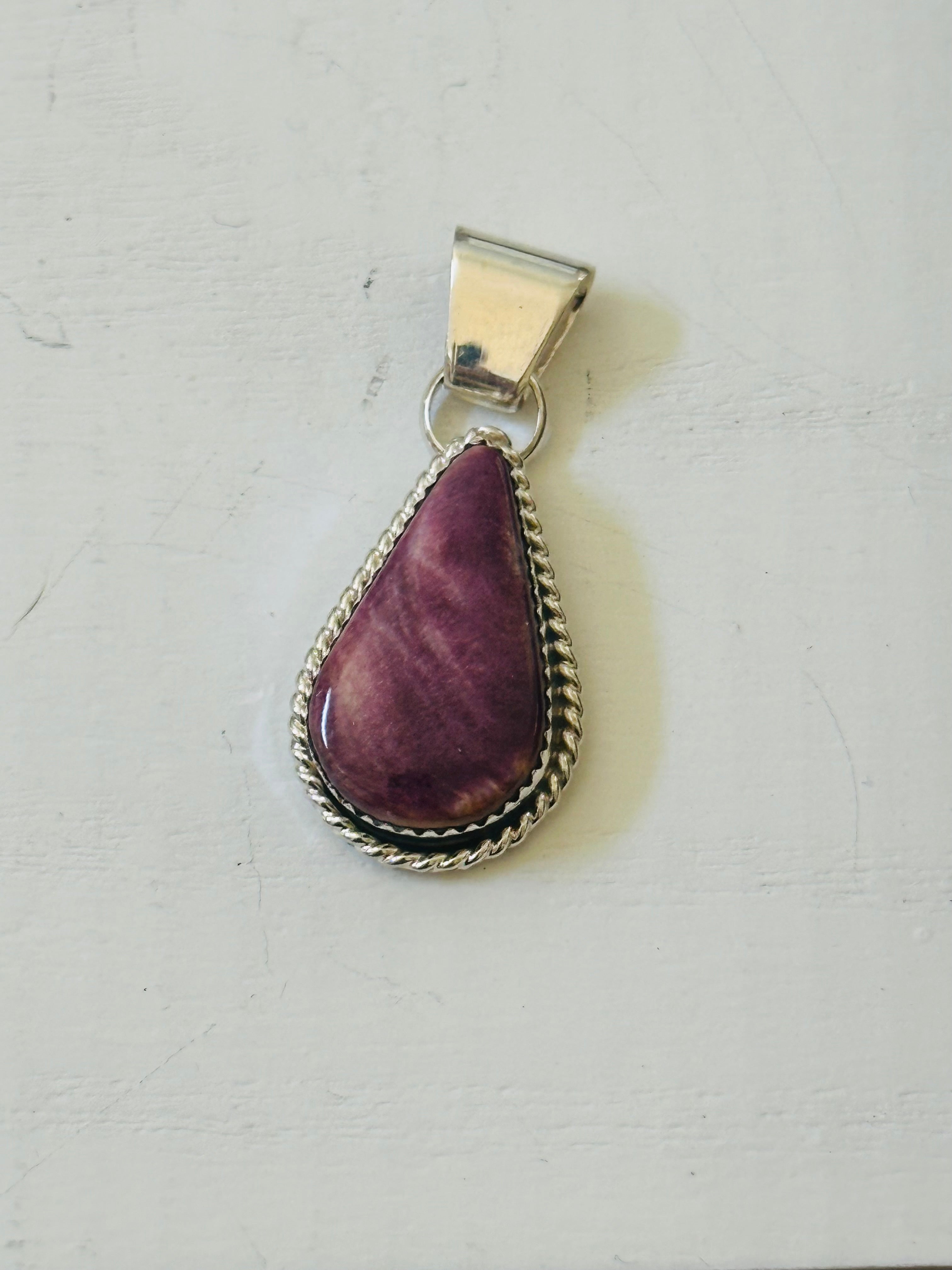 Navajo Made Spiny Oyster & Sterling Silver Pendant