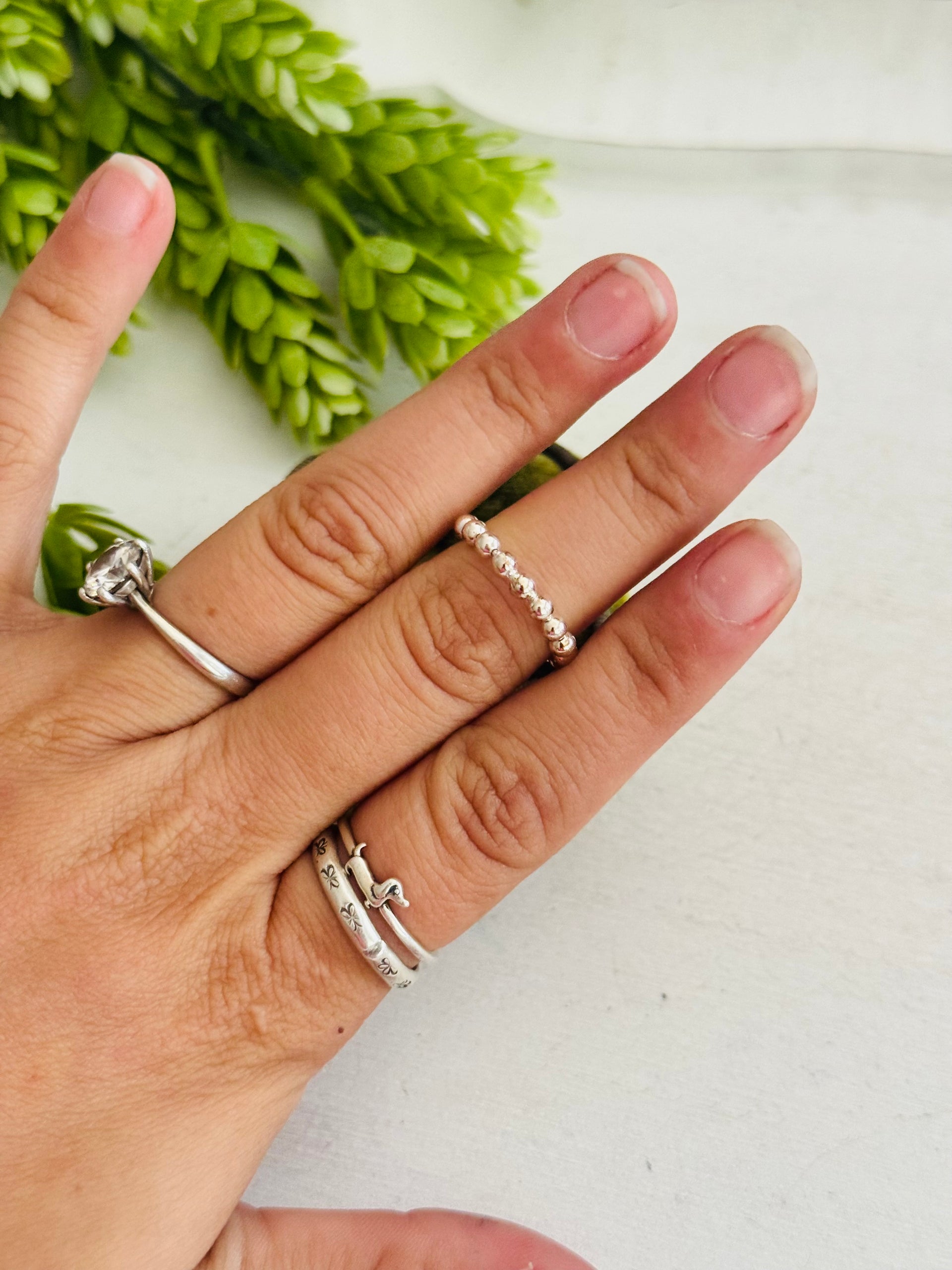 Southwest Made Sterling Sliver Beaded Ring Size 4.5