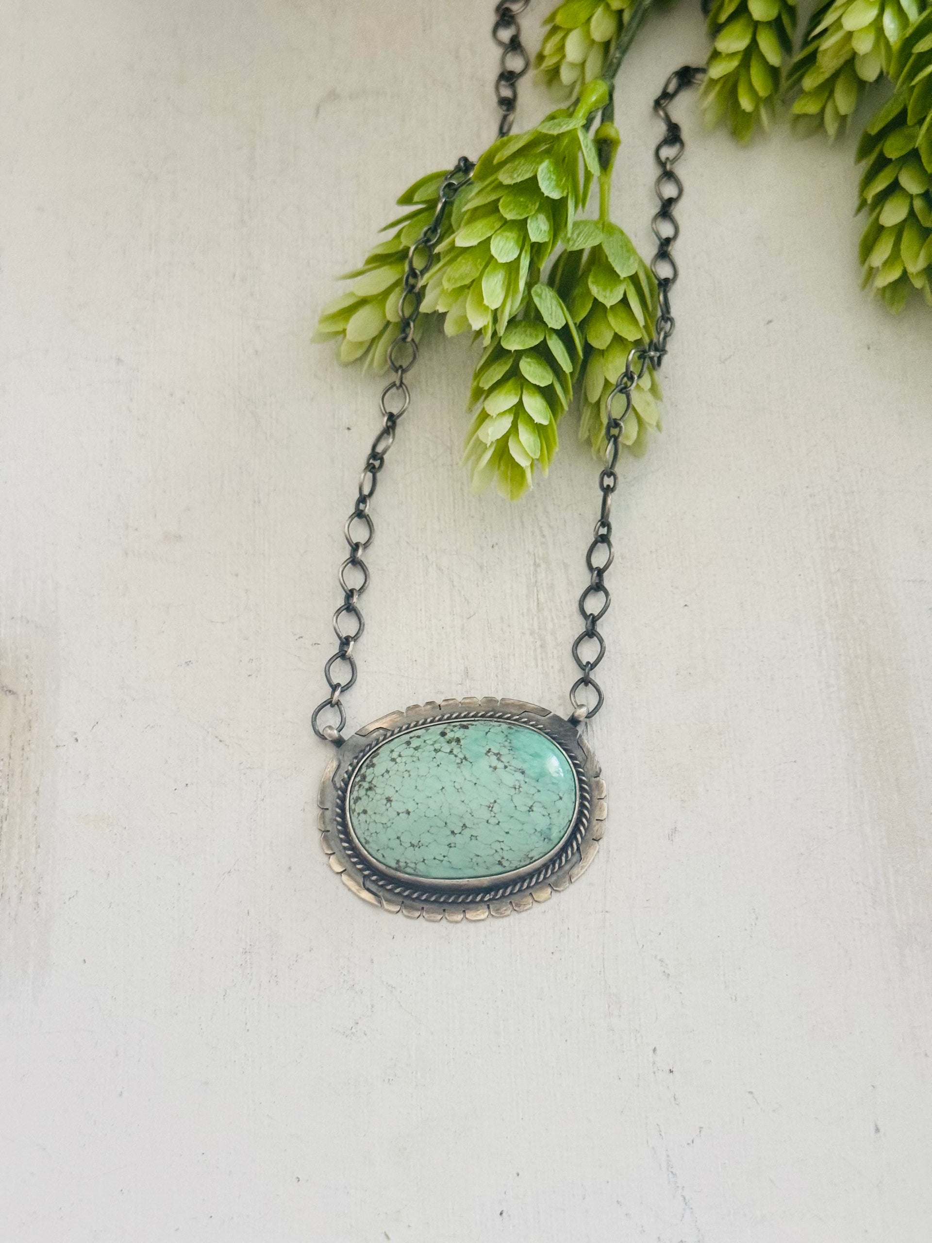 Navajo Made Sonoran Mountain Turquoise& Sterling Sliver Necklace