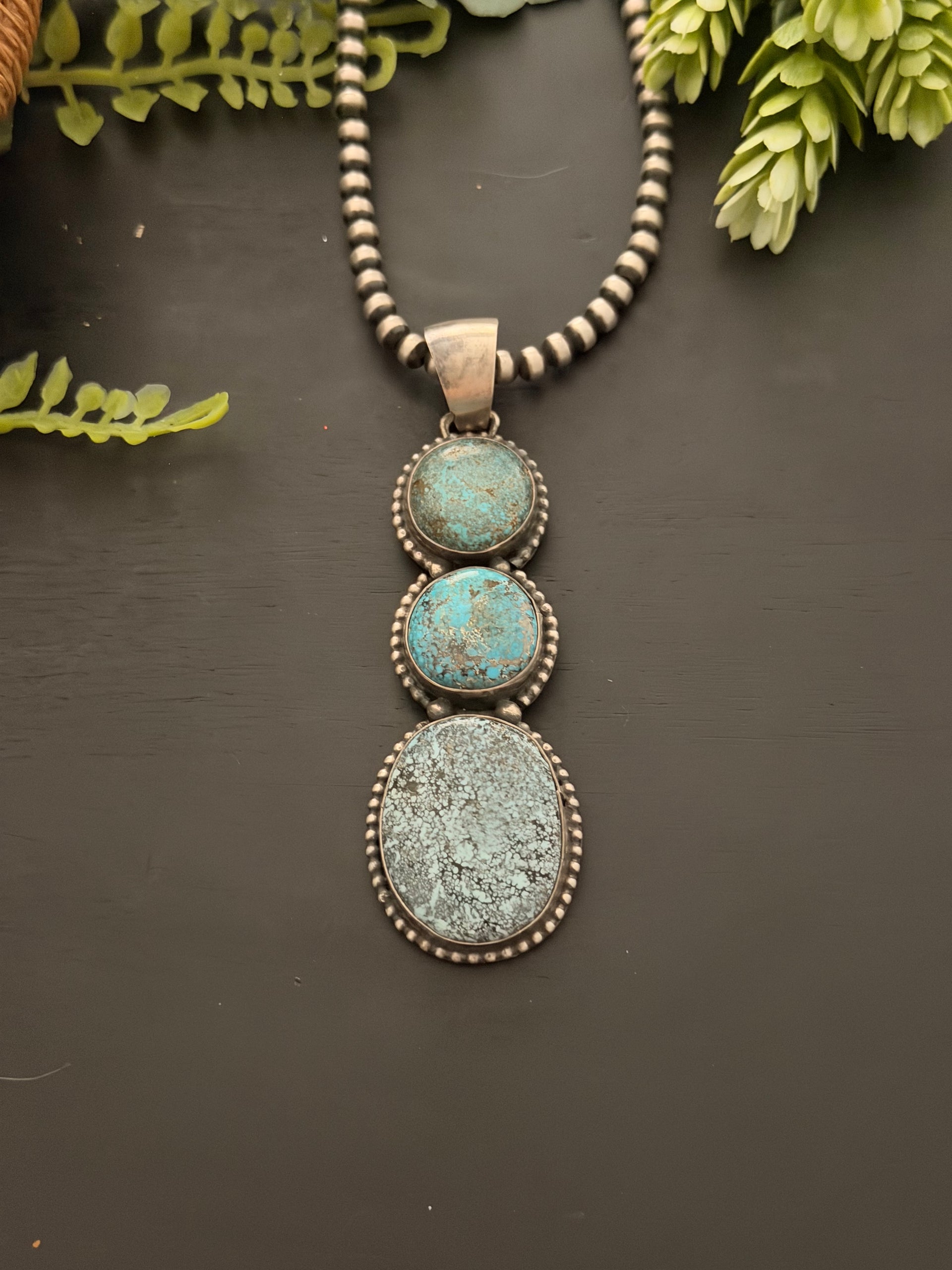 Ella Peters Spider Web Kingman Turquoise & Sterling Silver Pendant