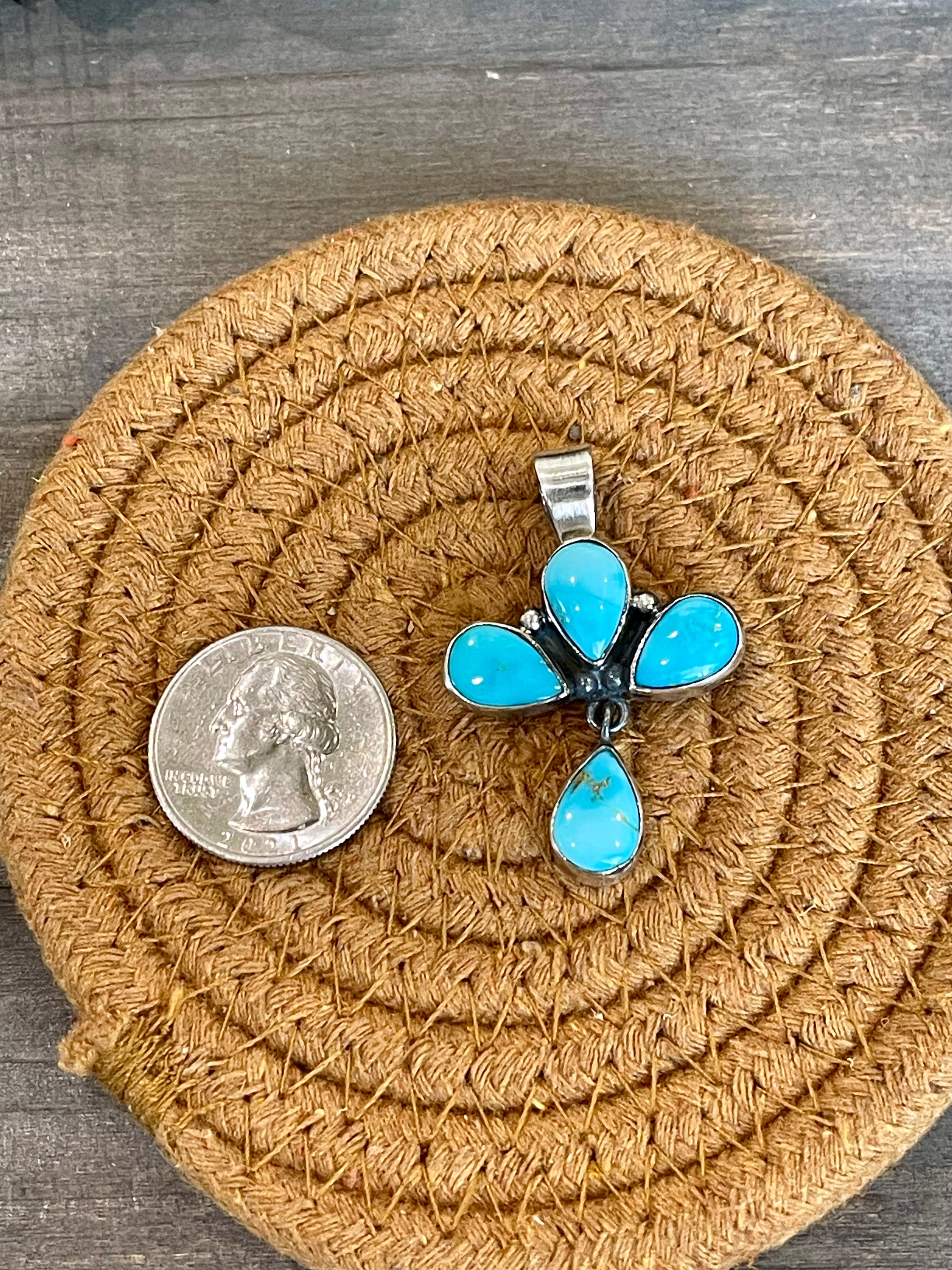 Southwest Handmade Sonoran Mountain Turquoise & Sterling Silver Pendant