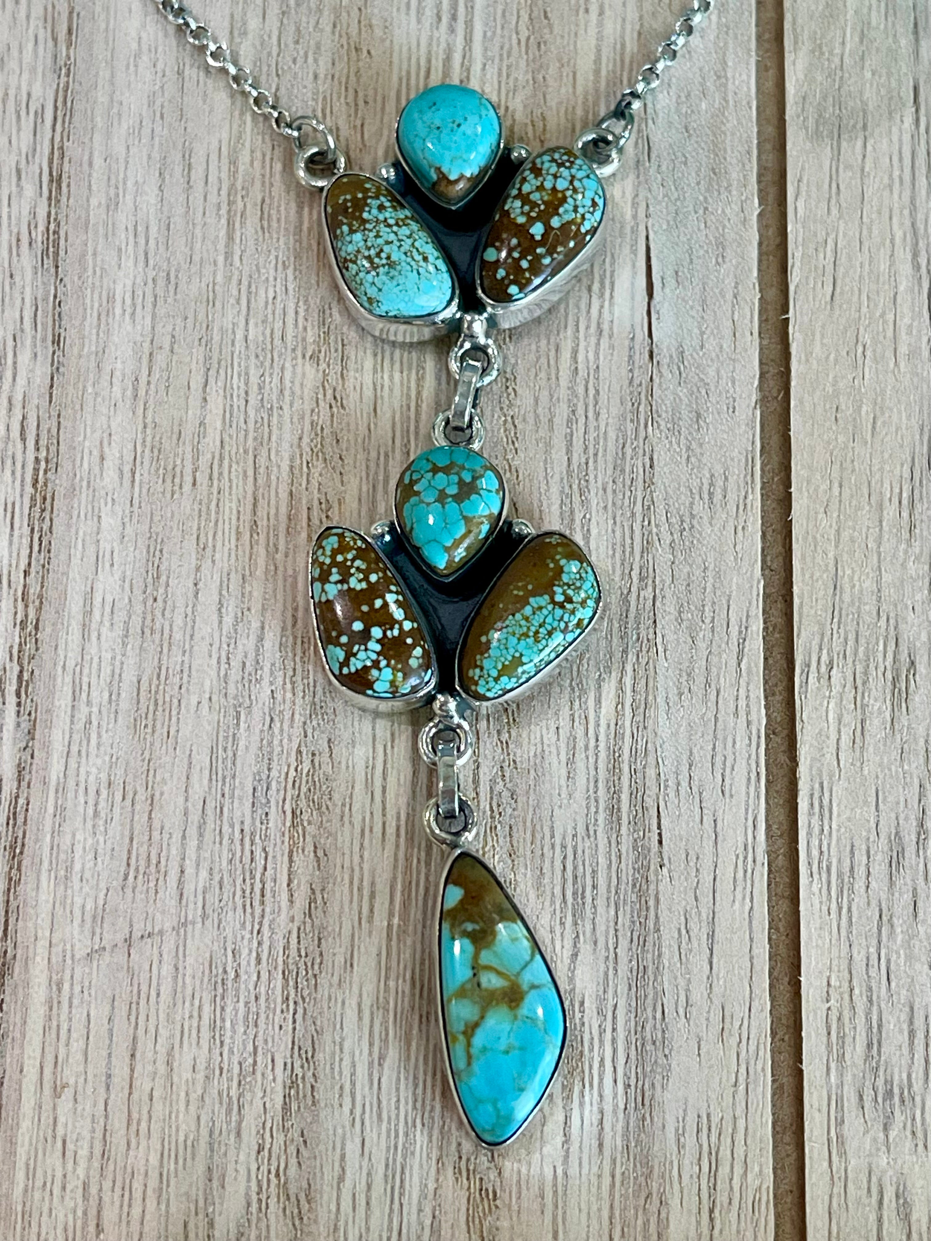 Southwest Handmade Number 8 Turquoise & Sterling Silver Necklace